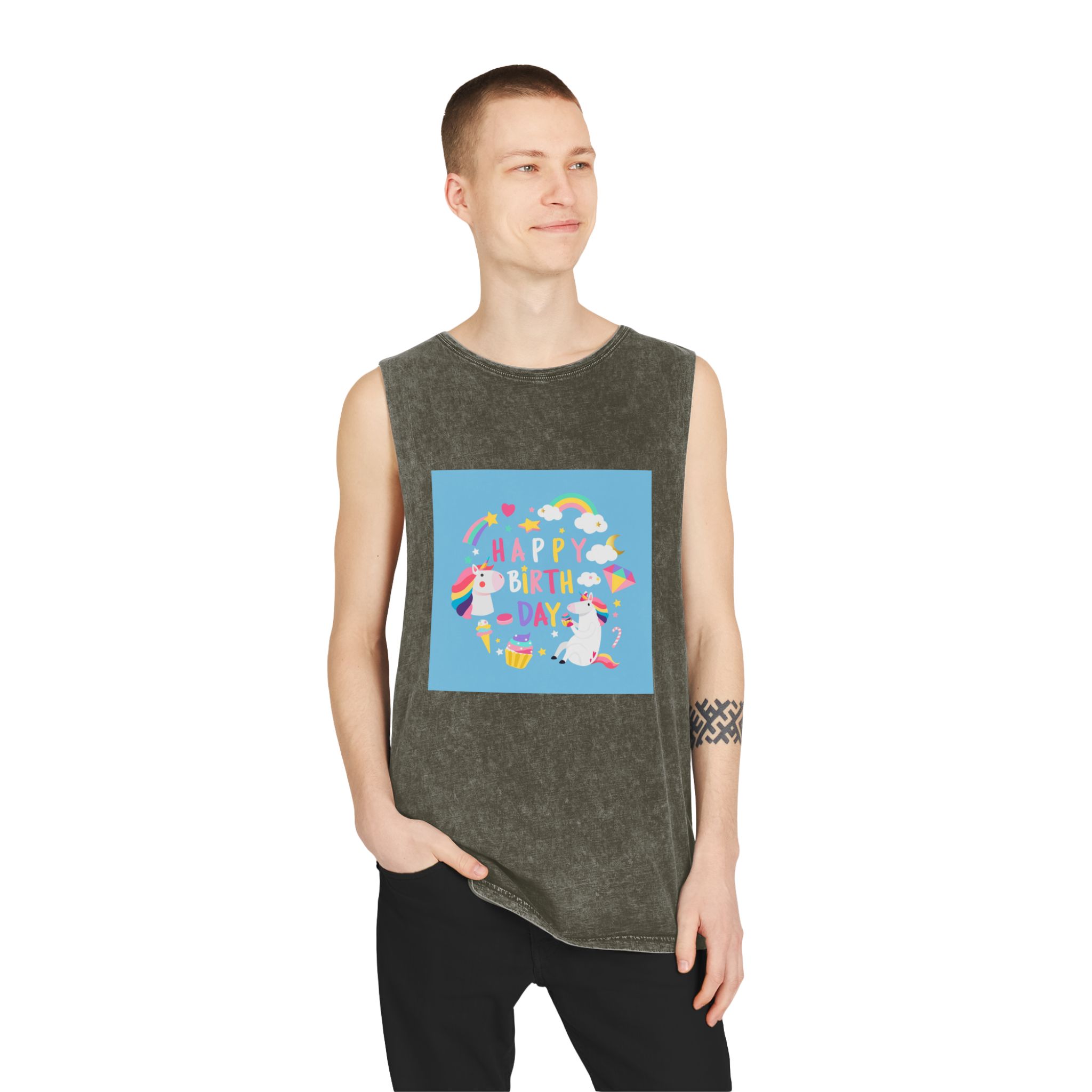 Unicorn V144 Unisex Stonewash Tank Top - Image 7