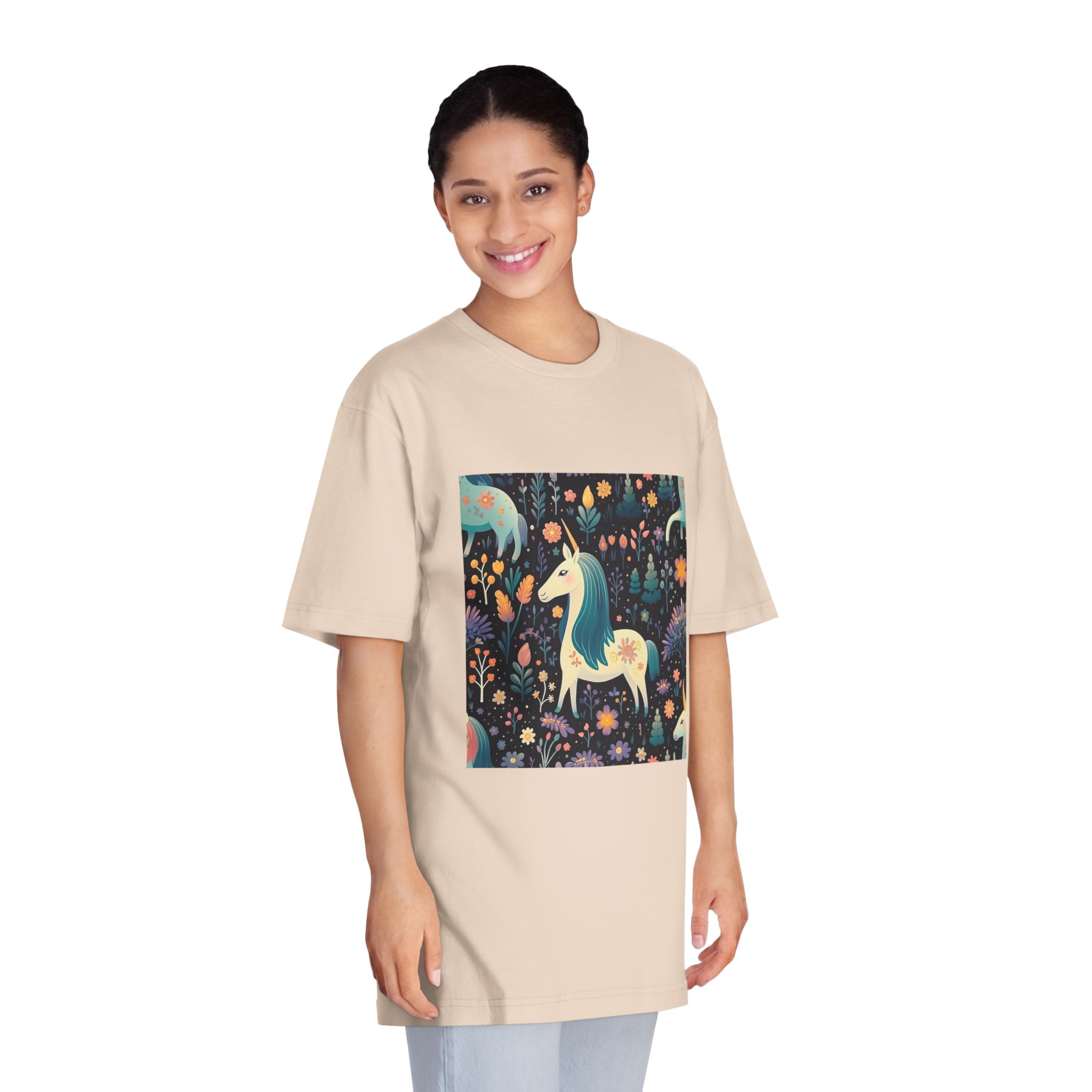 Childish Seamless Pattern Background With Colorful Unicorns Unisex Classic Crewneck T Shirt - Image 11