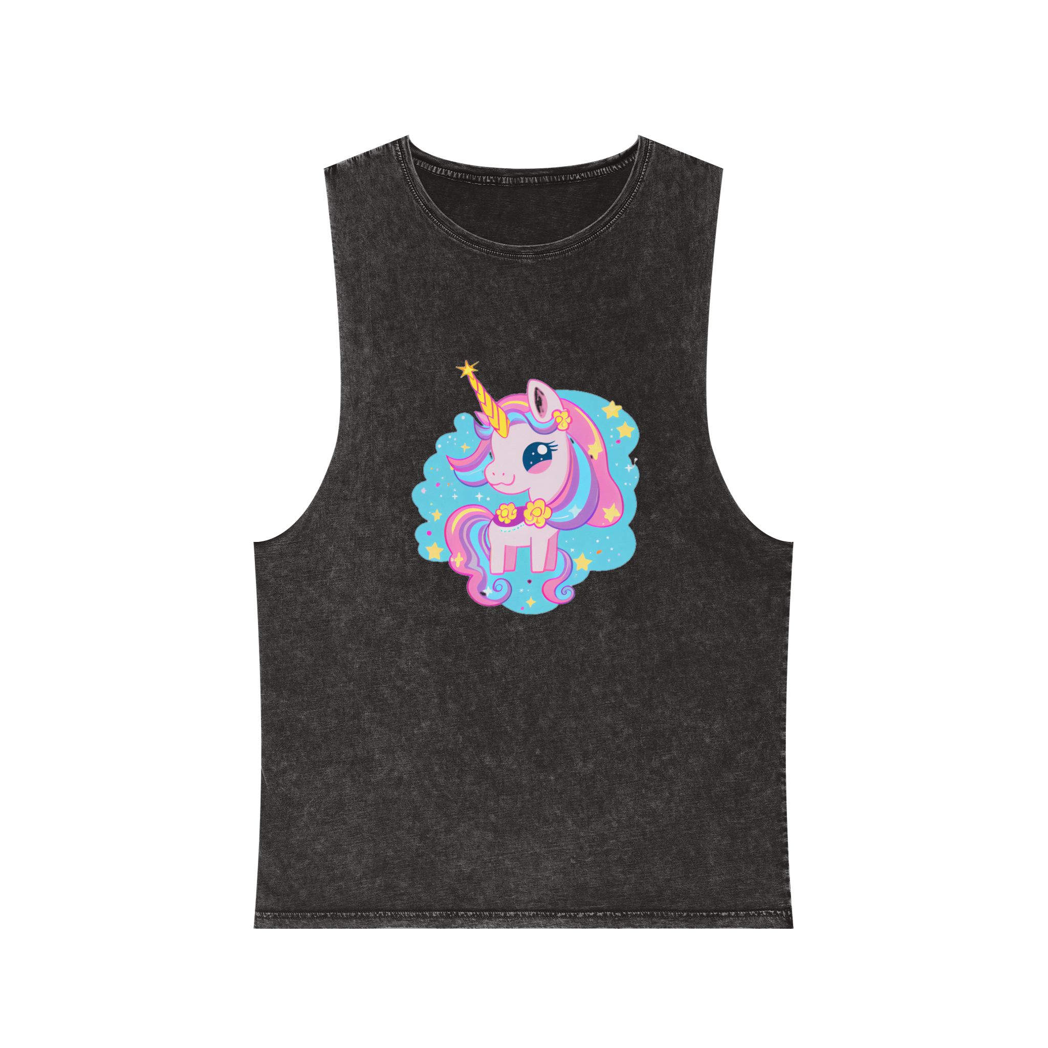 There Is Cartoon Unicorn With Bow Tie Stars Generative Ai Unisex Stonewash Tank Top