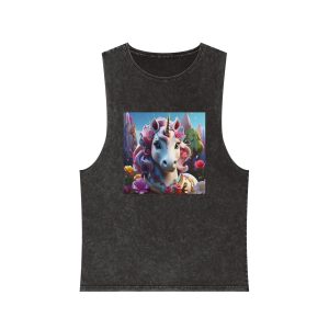 Animated Unicorn Children Generated By Ai (11) Unisex Stonewash Tank Top