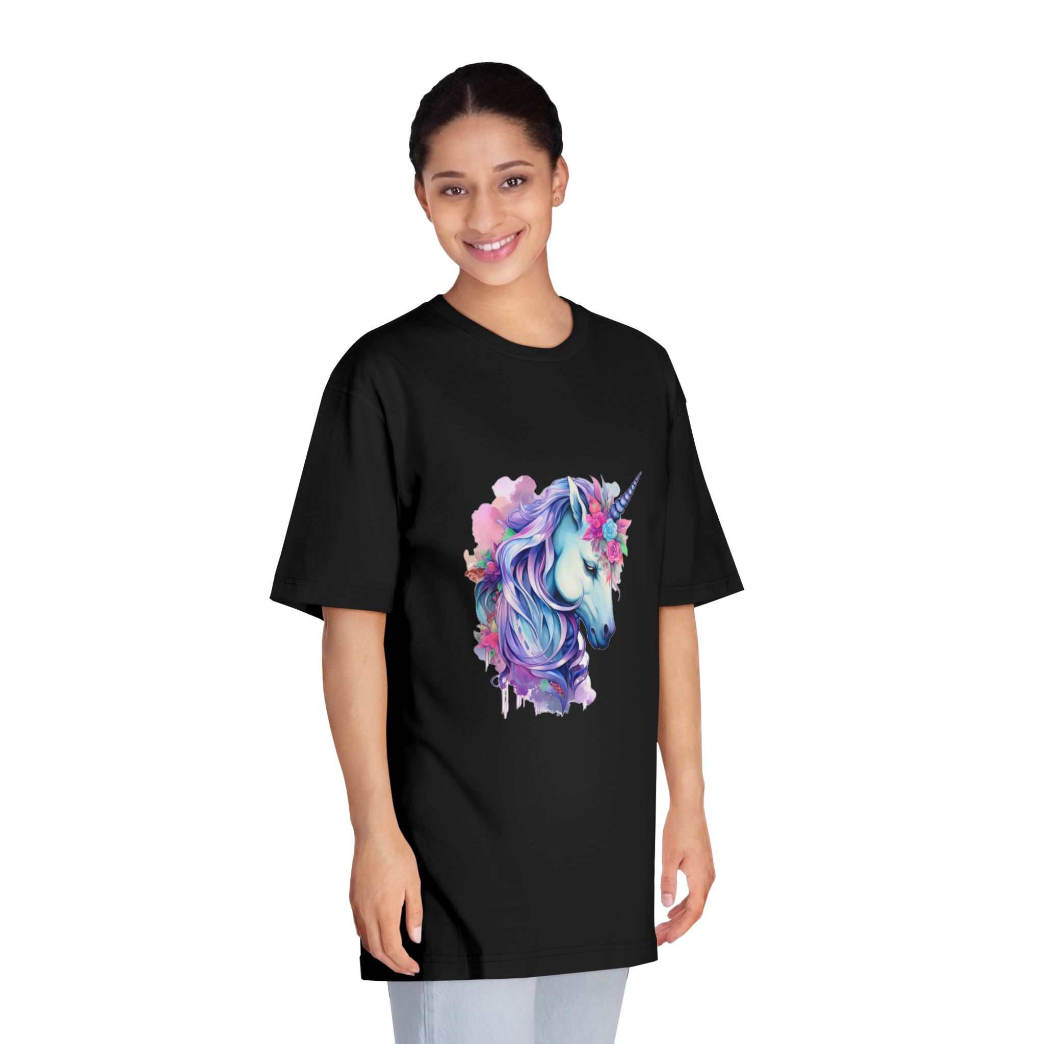 Watercolor Fantasy Unicorn Clip Art Unisex Classic Crewneck T Shirt - Image 7
