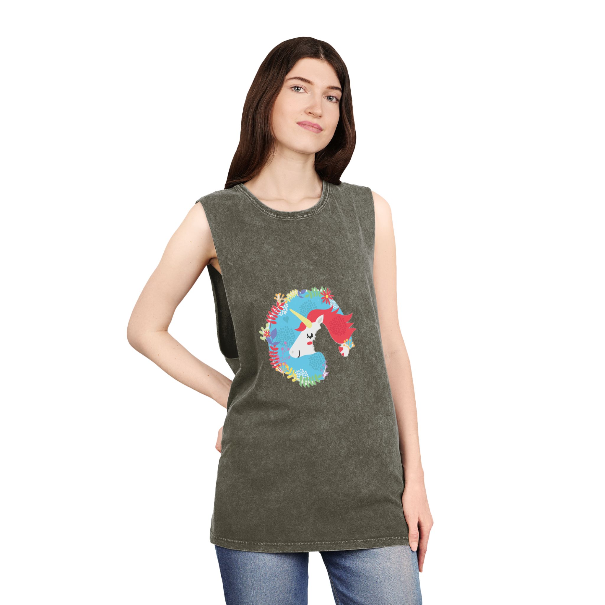 Unicorn V62 Unisex Stonewash Tank Top - Image 8