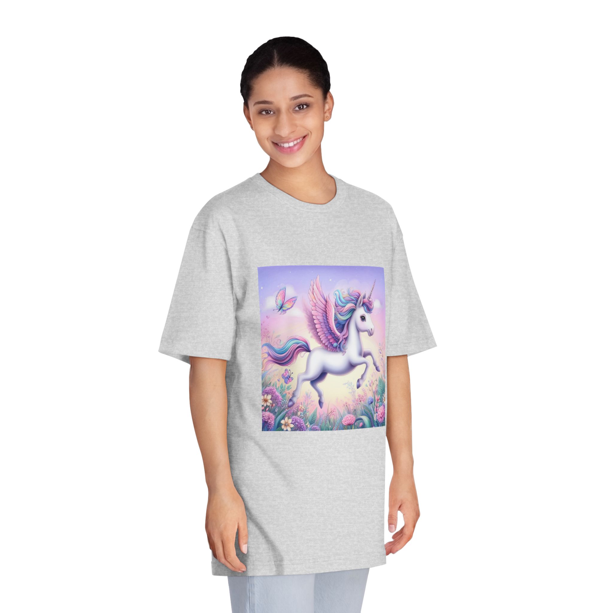 Beautiful Unicorn Running Magical Meadow Unicorn Background Images Whimsical Unicorn (1) Unisex Classic Crewneck T Shirt - Image 15