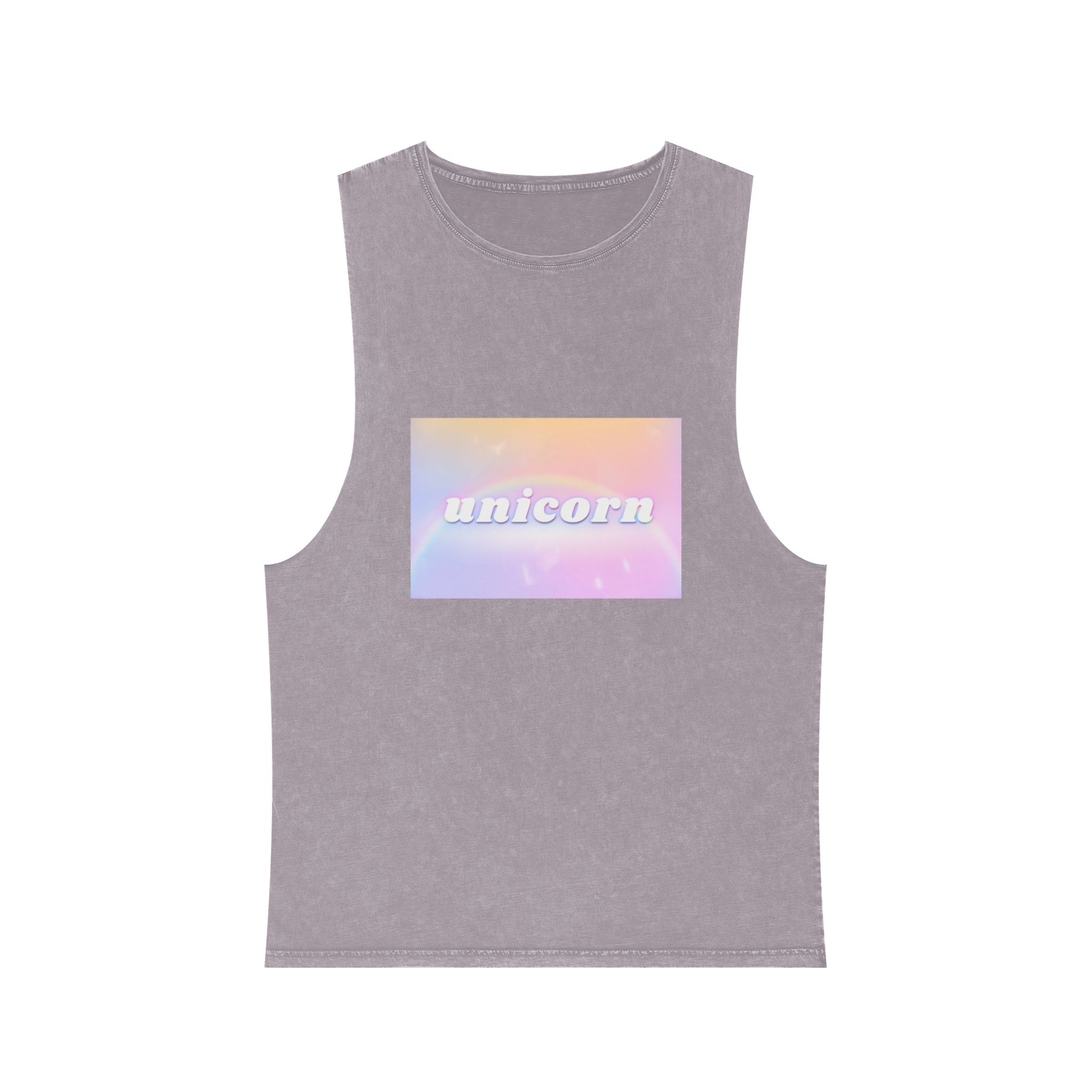 Unicorn Aesthetic Typography Colorful Glowing Rainbow Font Unisex Stonewash Tank Top - Image 17