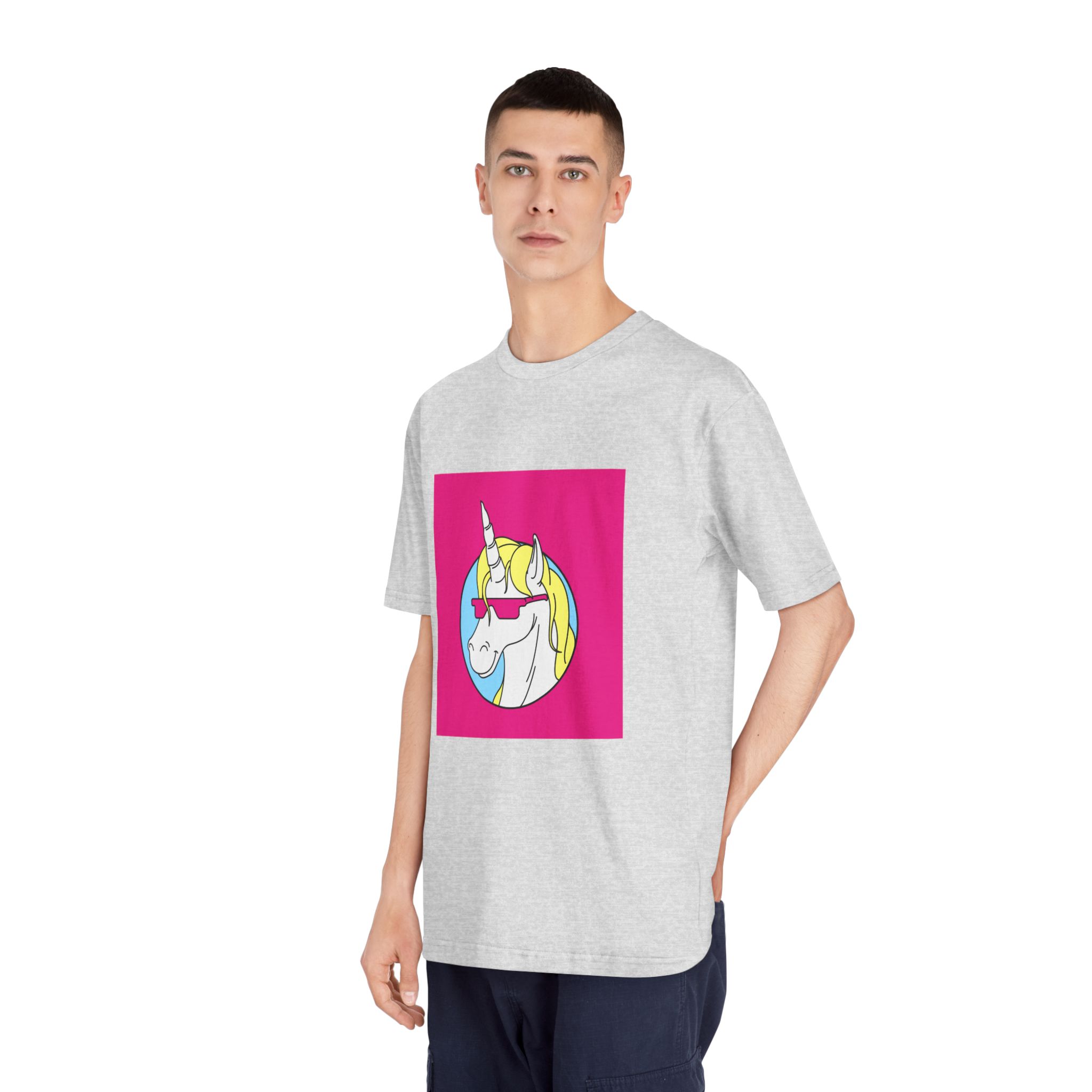 Retro Emblem of Unicorn Wearning A Glasses Unisex Classic Crewneck T Shirt - Image 16