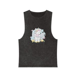 Cute Unicorn Fashion Illustration Drawing In Modern Style For Clothes Little Dreamer Text Unisex Stonewash Tank Top