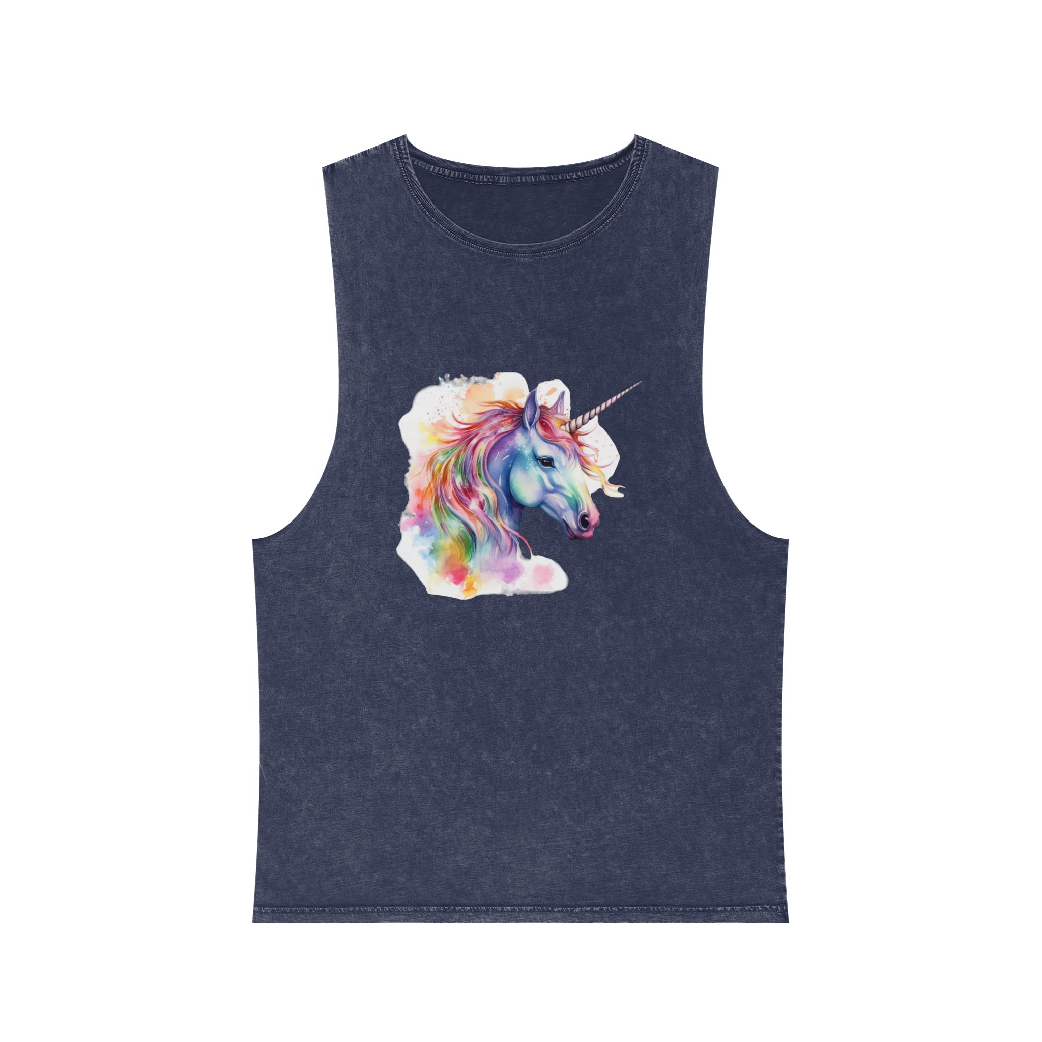 Coloful Unicorn Unisex Stonewash Tank Top - Image 13