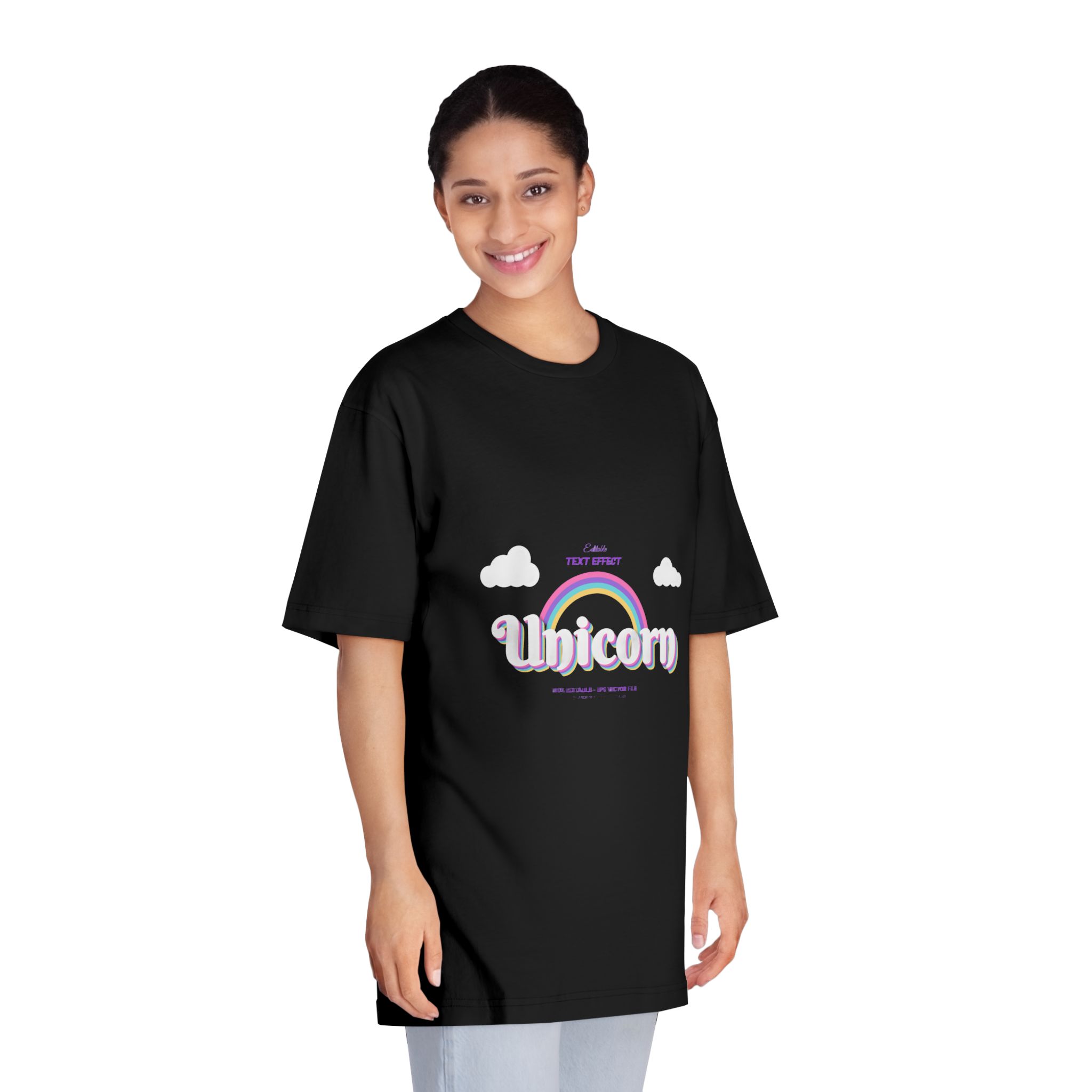 Cute Unicorn Editable Text Effect Unisex Classic Crewneck T Shirt - Image 7