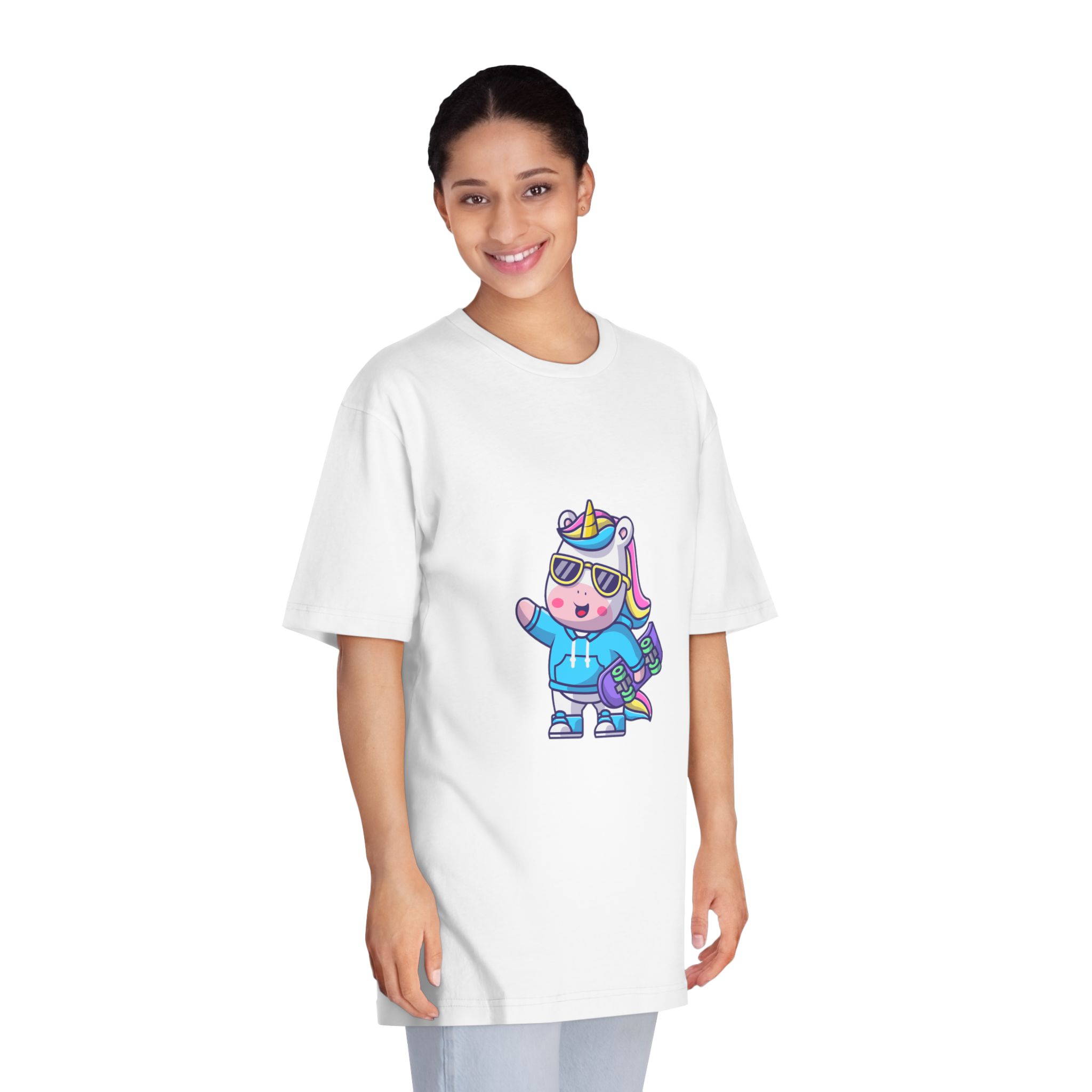 Cute Unicorn Skate Unisex Classic Crewneck T Shirt - Image 3