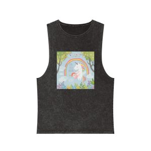 Cute Unicorn With Baby Unisex Stonewash Tank Top