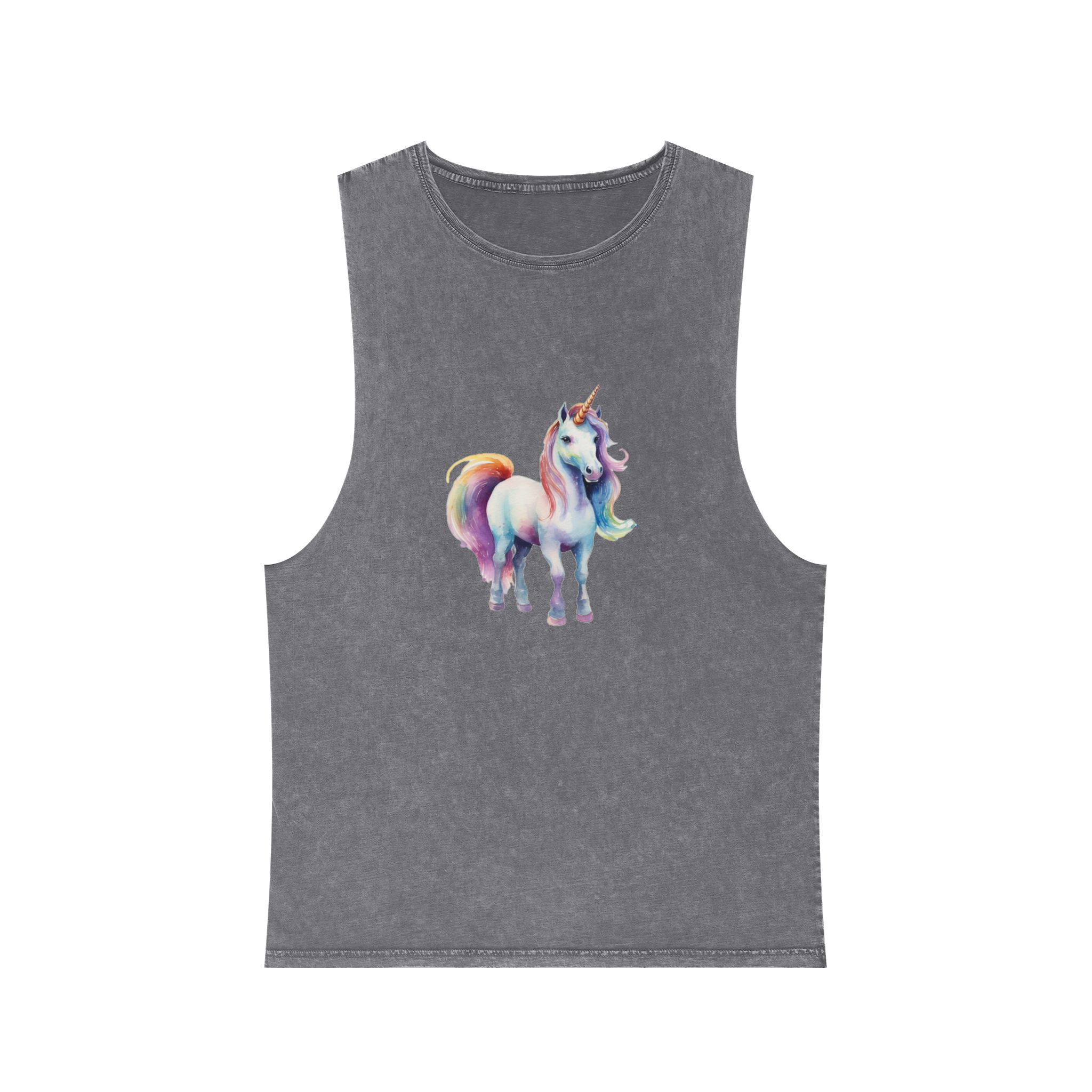Painting Unicorn With Colorful Mane Long Mane Generative Ai (1) Unisex Stonewash Tank Top - Image 9