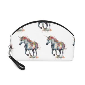 Watercolor Painting Unicorn With Rainbow Horn Makeup Bag