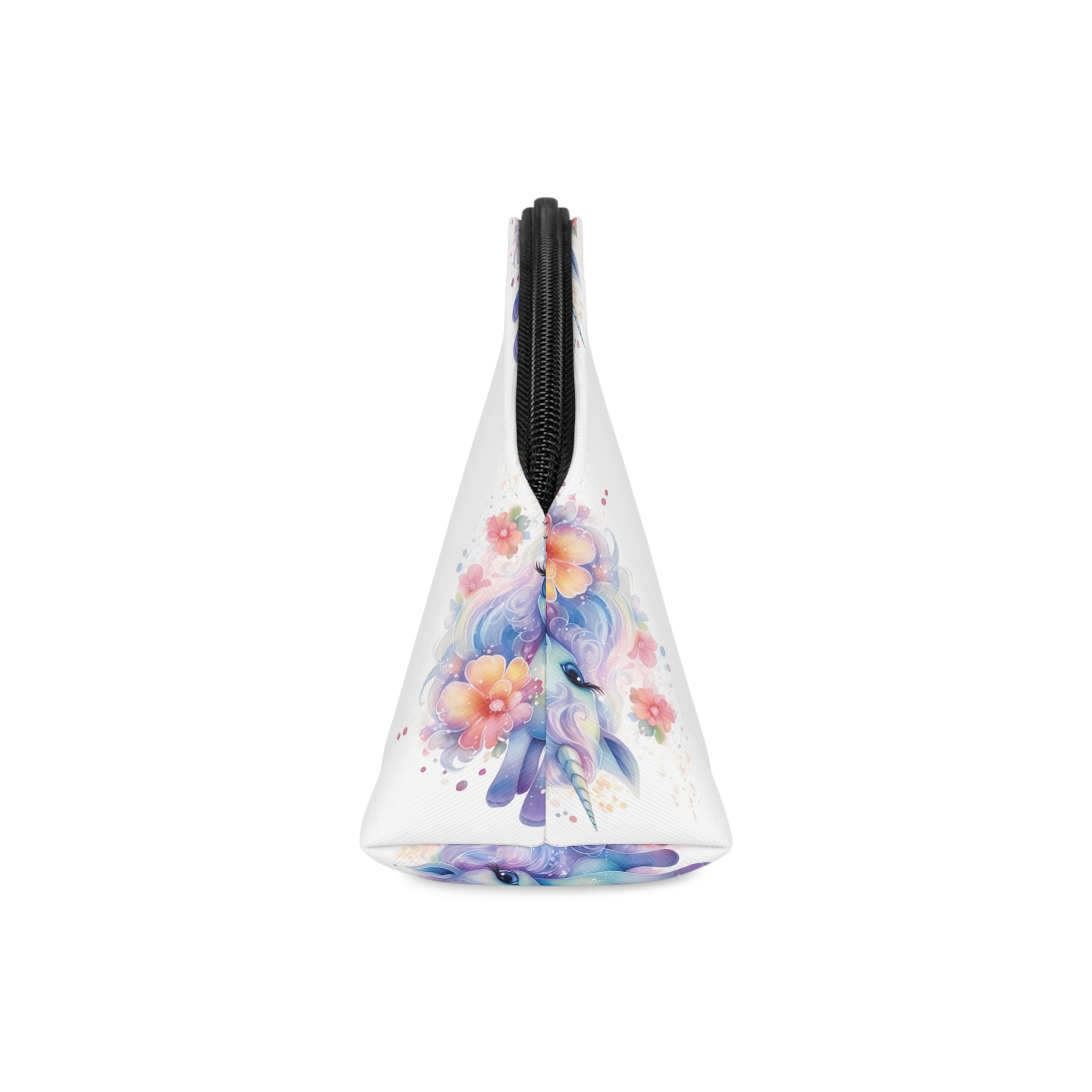 Cute Colorful Magic Unicorn With Flowers Watercolor Style Copia Makeup Bag - Image 4