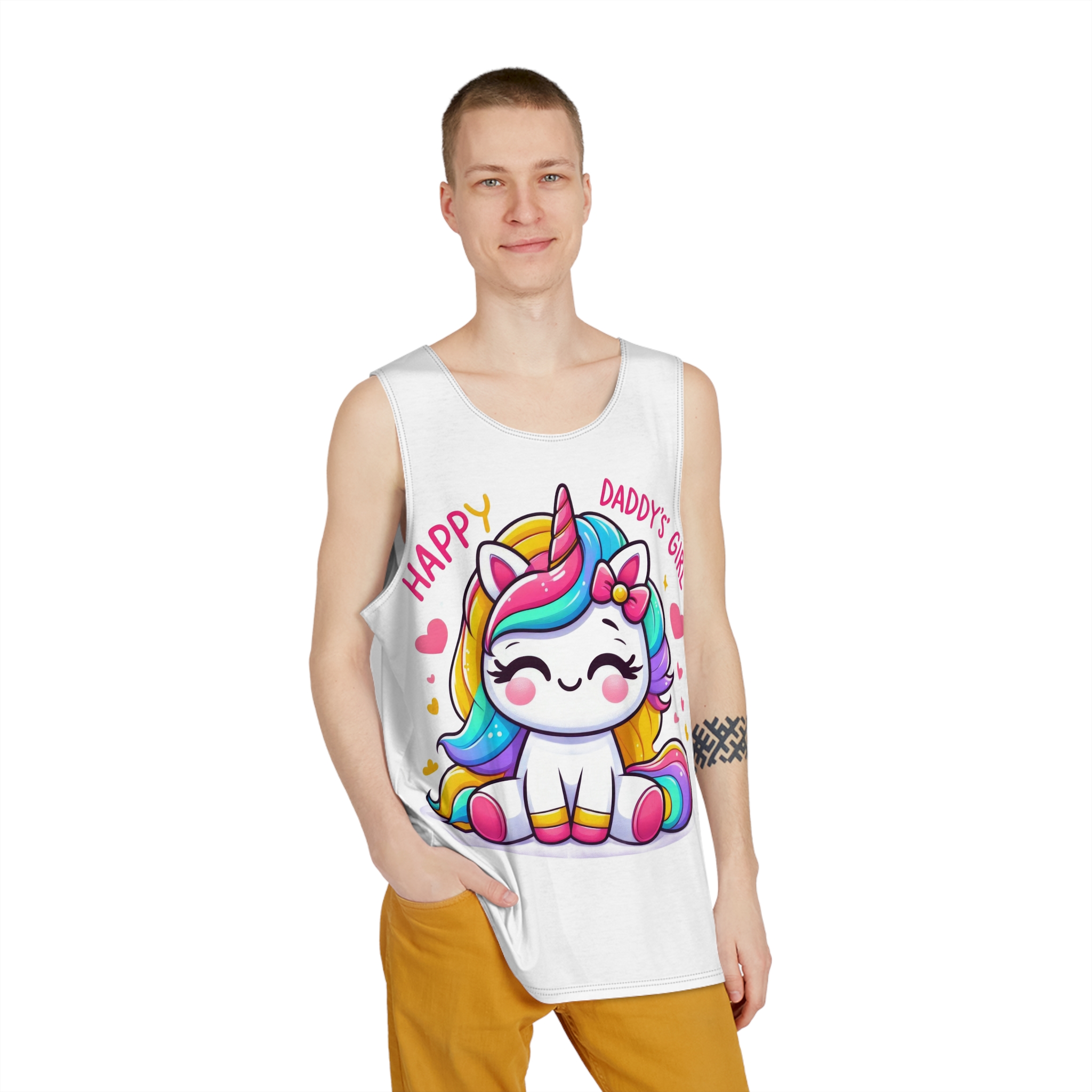 Happy Daddys Girl Unicorn Mens Tank Aop - Image 3