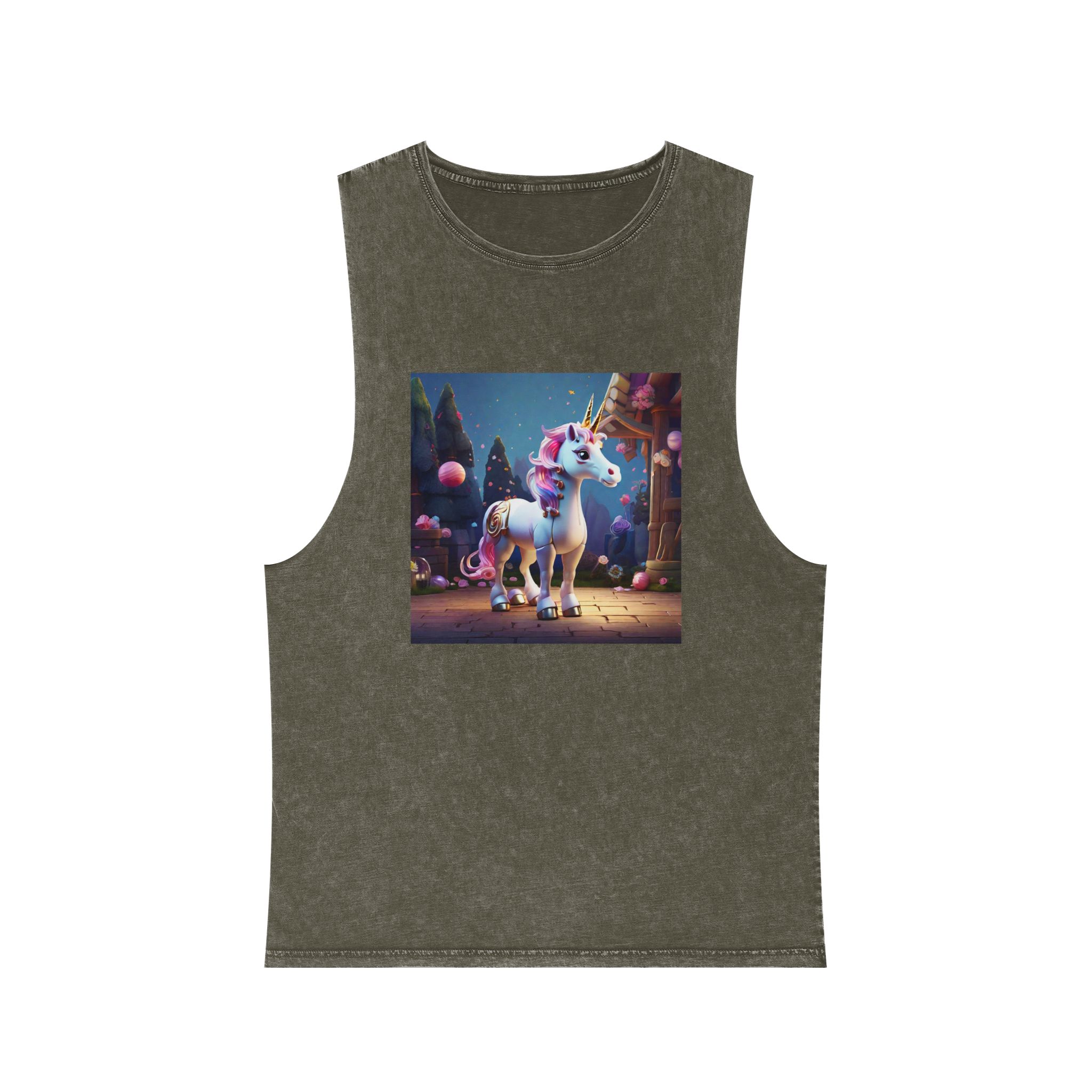 Animated Unicorn Children Generated By Ai (5) Unisex Stonewash Tank Top - Image 5