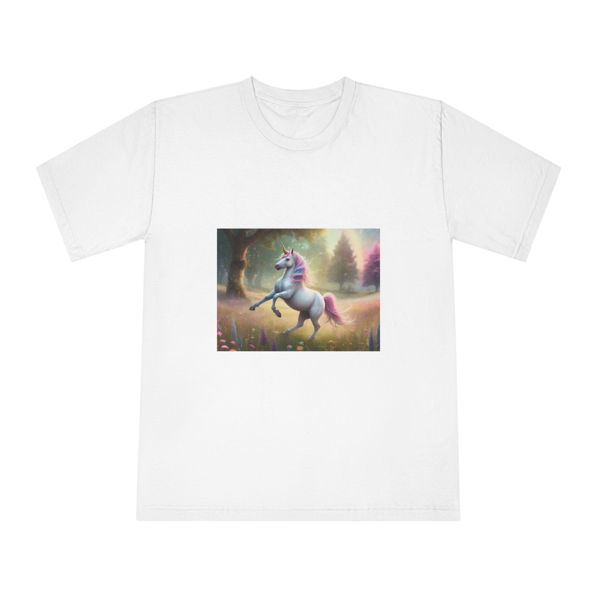 Beautiful Unicorn Running Magical Meadow Unicorn Background Images Whimsical Unicorn (8) Unisex Classic Crewneck T Shirt