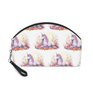 Illustration Little Unicorn Sits With Flowers Makeup Bag