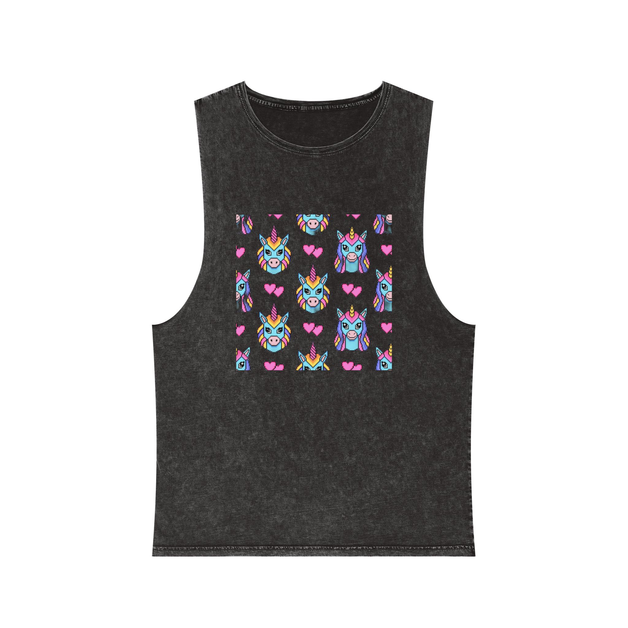 Unicorn Pattern Unisex Stonewash Tank Top
