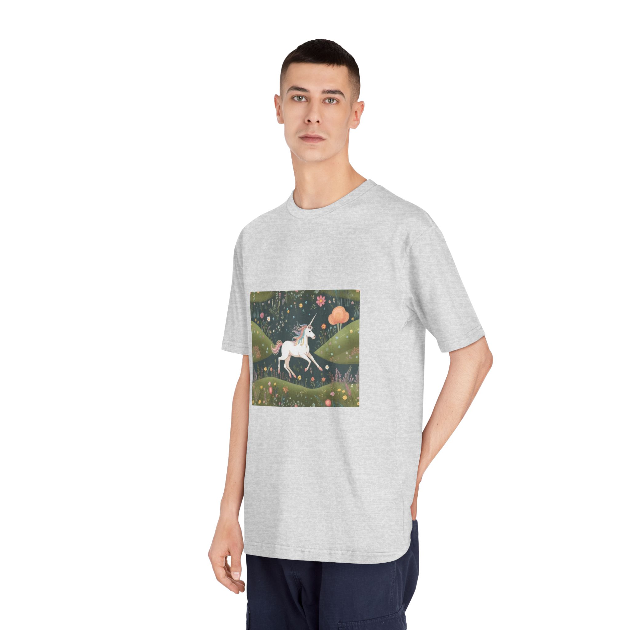 Beautiful Unicorn Running Magical Meadow Unicorn Background Images Whimsical Unicorn (53) Unisex Classic Crewneck T Shirt - Image 16