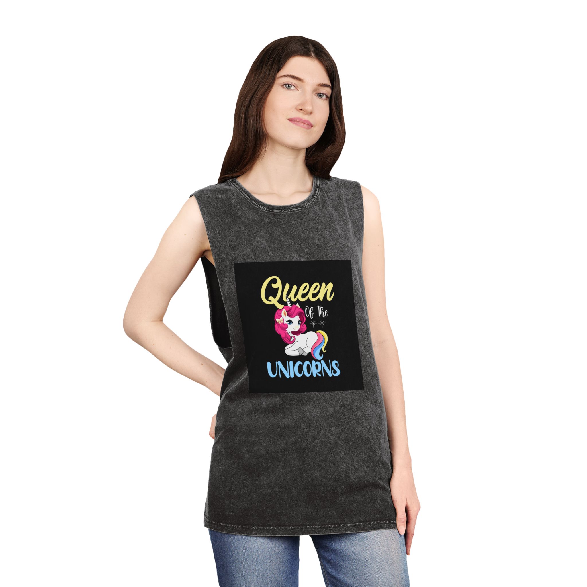 Unicorn 19 Unisex Stonewash Tank Top - Image 4