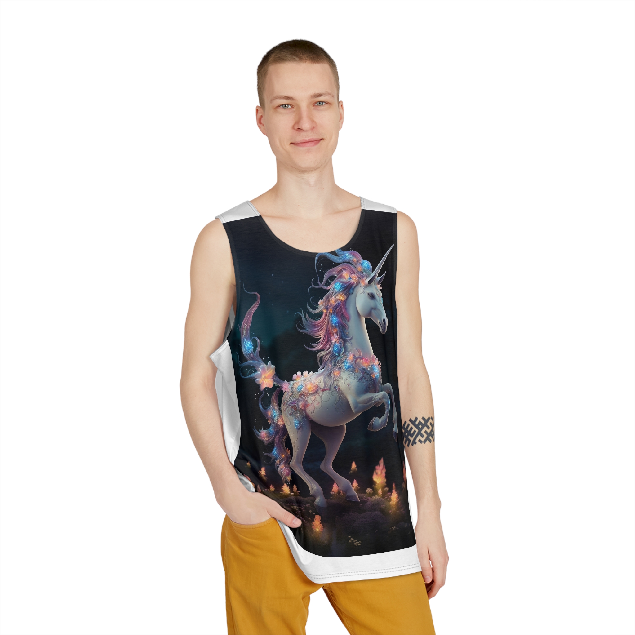 Magical Mythical Unicorn Creature 4 Mens Tank Aop - Image 3