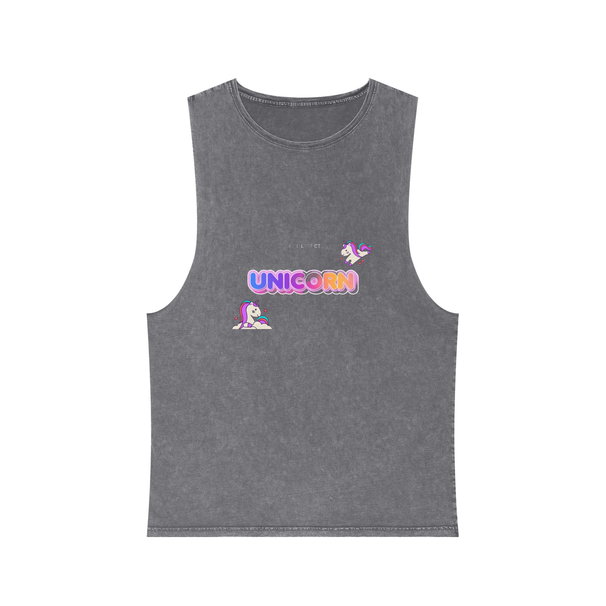 Unicorn Text Effect Unisex Stonewash Tank Top - Image 9