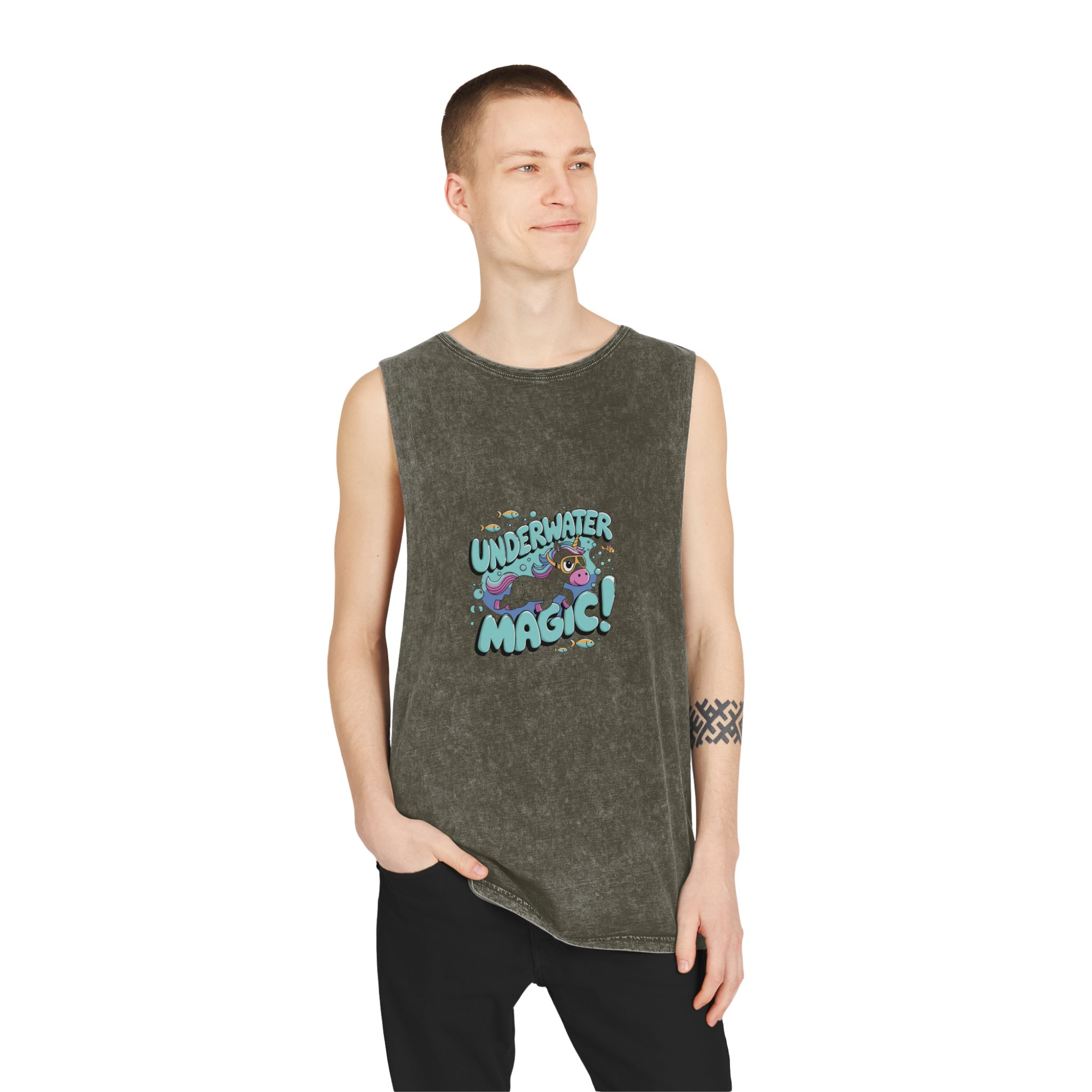 T Shirt Design Kids1 Unisex Stonewash Tank Top - Image 7