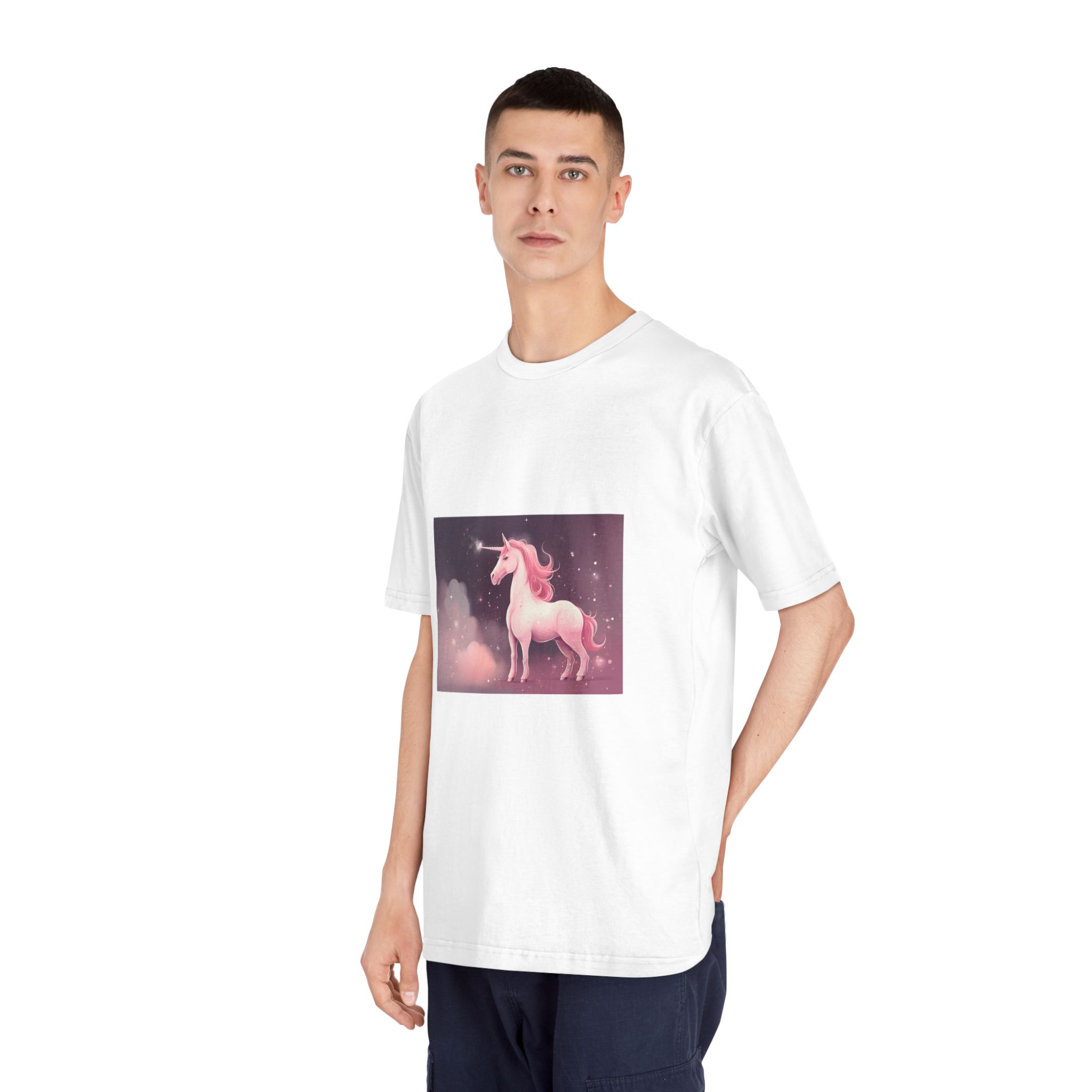 Pink Unicorn Fantastic Illustration Unisex Classic Crewneck T Shirt - Image 4