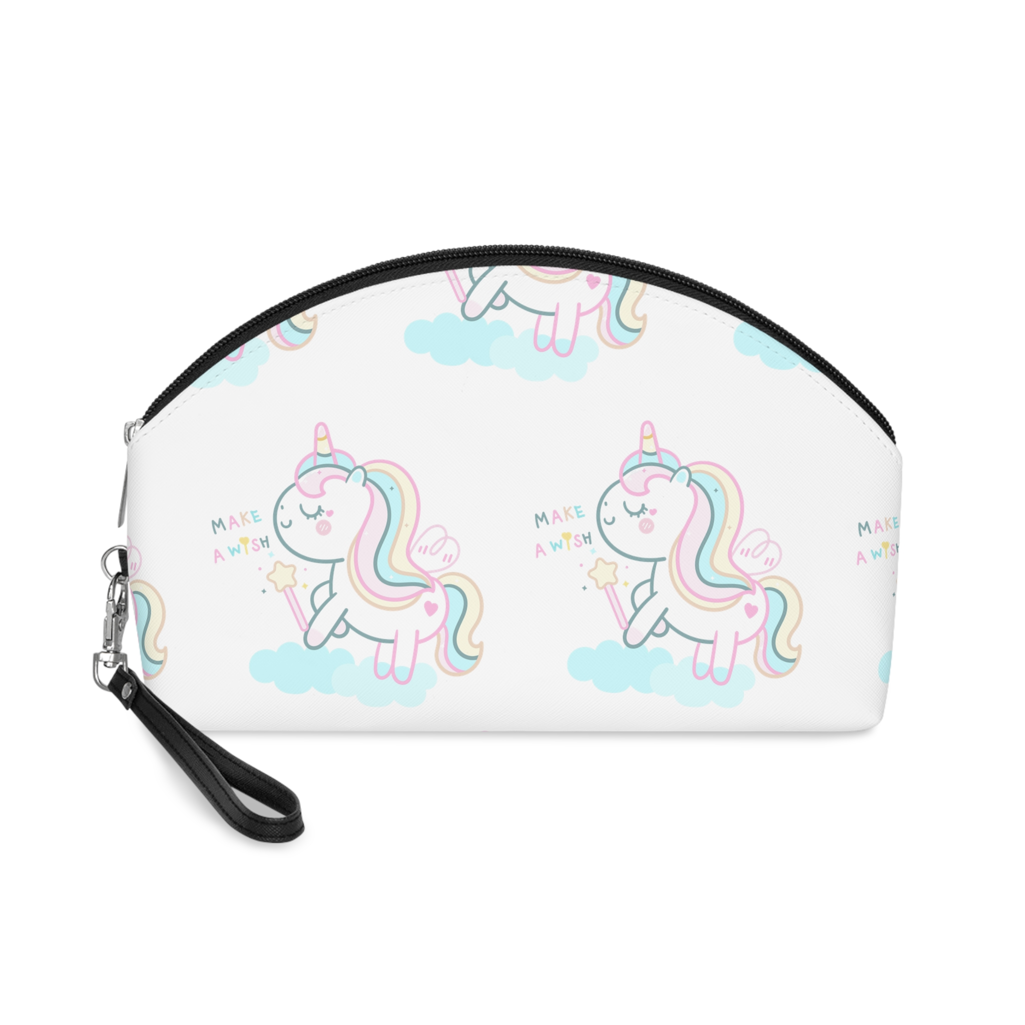 Cute Unicorn Pastel Holding Magic Wand Makeup Bag