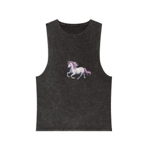 Beautiful Unicorn Running Magical Meadow Unicorn Background Images Whimsical Unicorn (7) Unisex Stonewash Tank Top