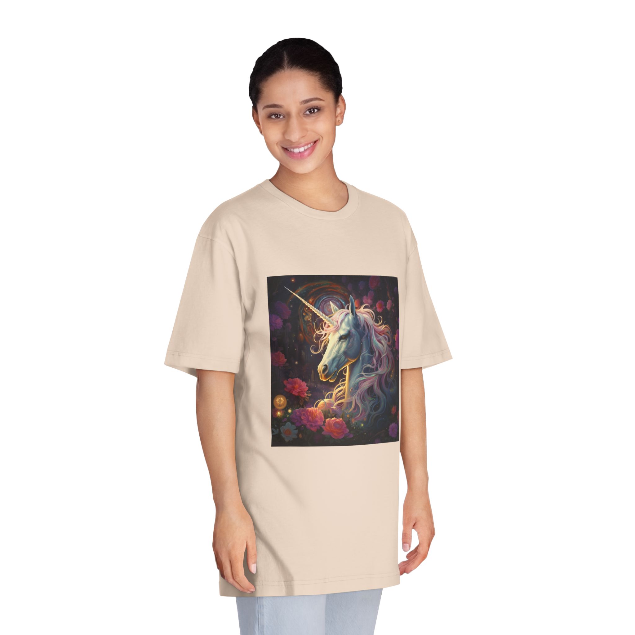 Unicorn With Long Mane Flowers Dark Forest Generative Ai Unisex Classic Crewneck T Shirt - Image 11
