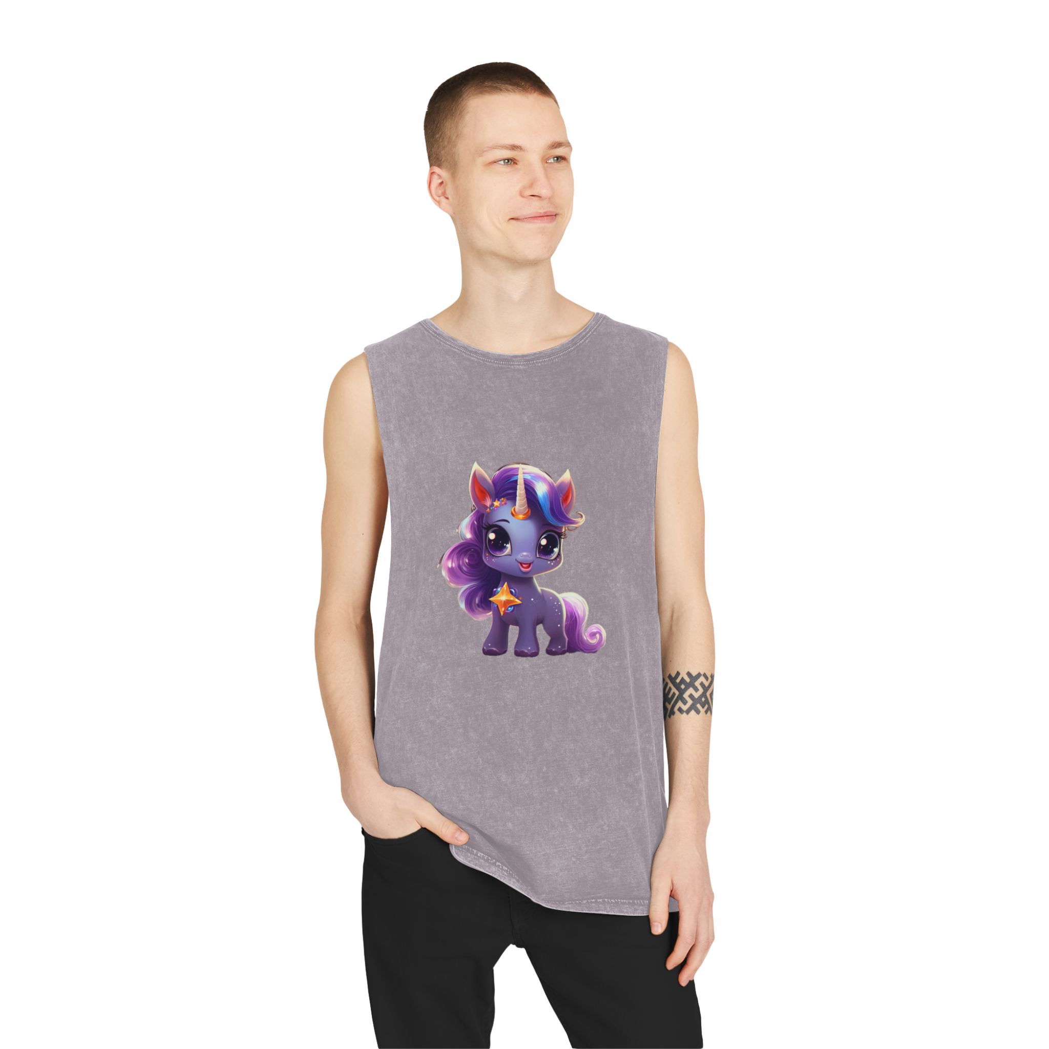 Beautiful Cute Baby Unicorn (6) Unisex Stonewash Tank Top - Image 19
