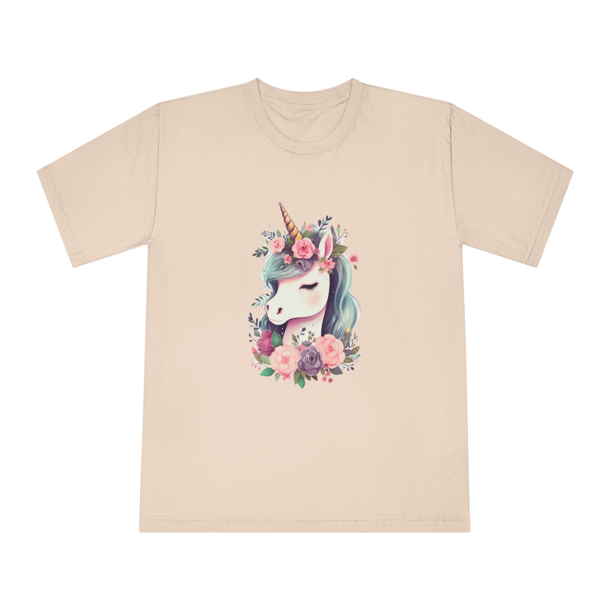 Unicorn With Floral Crown Its Head Unisex Classic Crewneck T Shirt - Image 9