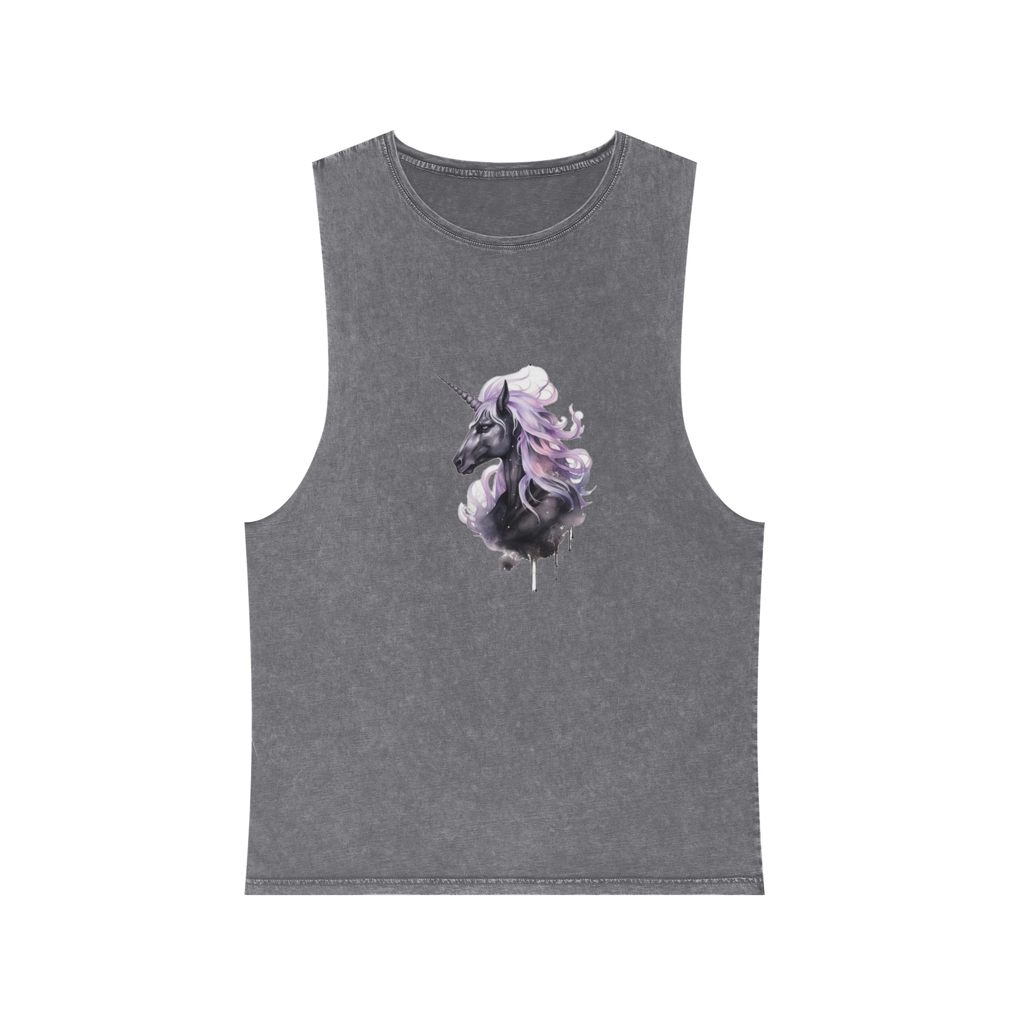 Close Up Unicorn With Long Mane Purple Mane Generative Ai Unisex Stonewash Tank Top - Image 9
