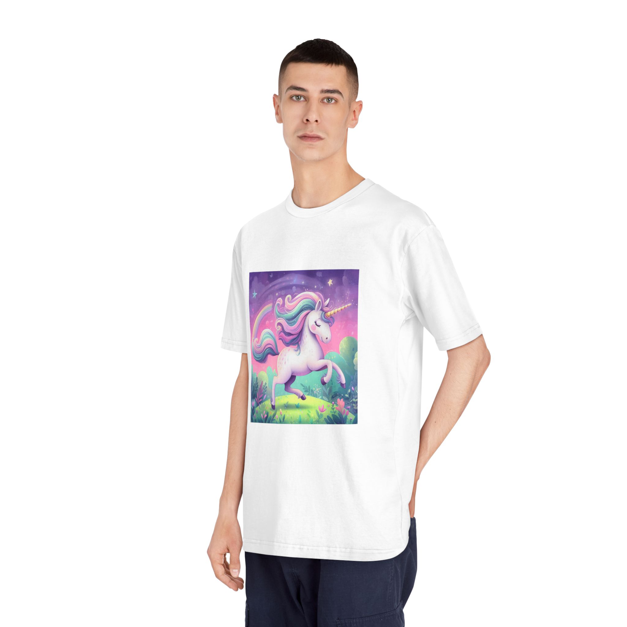Beautiful Unicorn Running Magical Meadow Unicorn Background Images Whimsical Unicorn (12) Unisex Classic Crewneck T Shirt - Image 4
