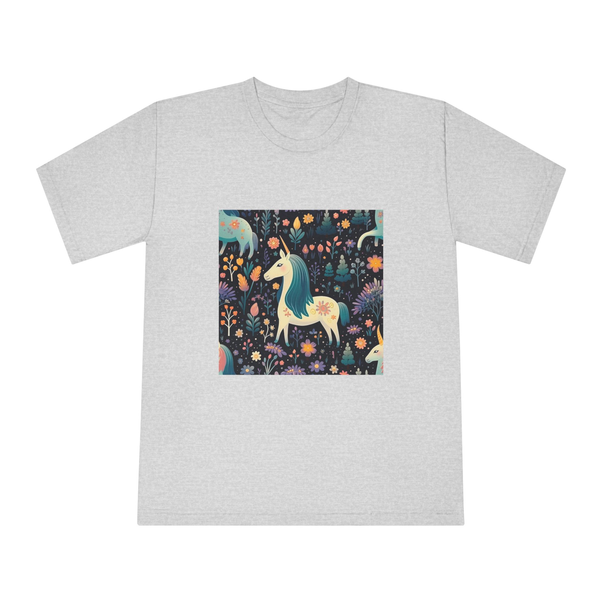 Childish Seamless Pattern Background With Colorful Unicorns Unisex Classic Crewneck T Shirt - Image 13