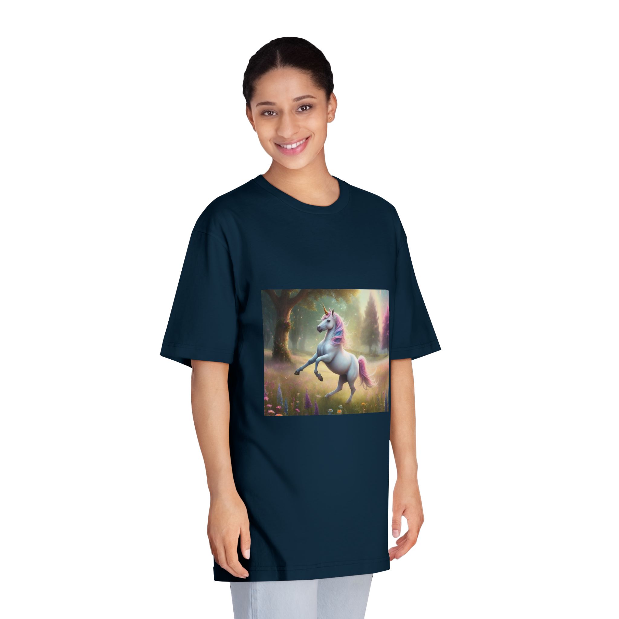 Beautiful Unicorn Running Magical Meadow Unicorn Background Images Whimsical Unicorn (8) Unisex Classic Crewneck T Shirt - Image 19