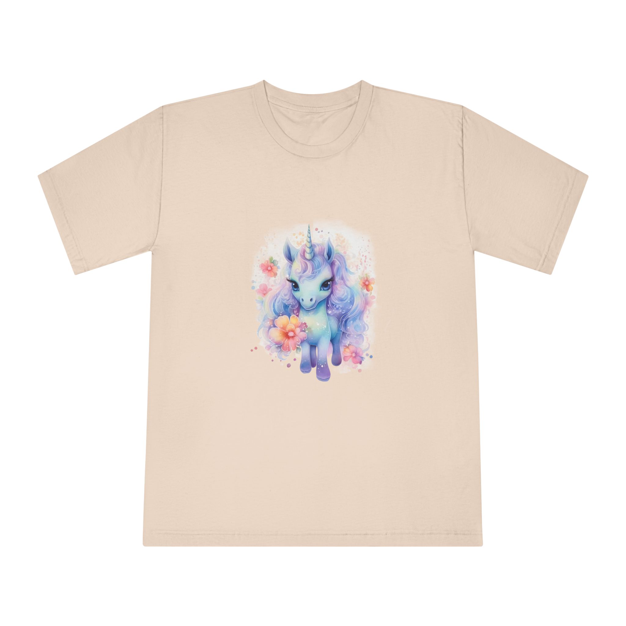 Cute Colorful Magic Unicorn With Flowers Watercolor Style Copia Unisex Classic Crewneck T Shirt - Image 9