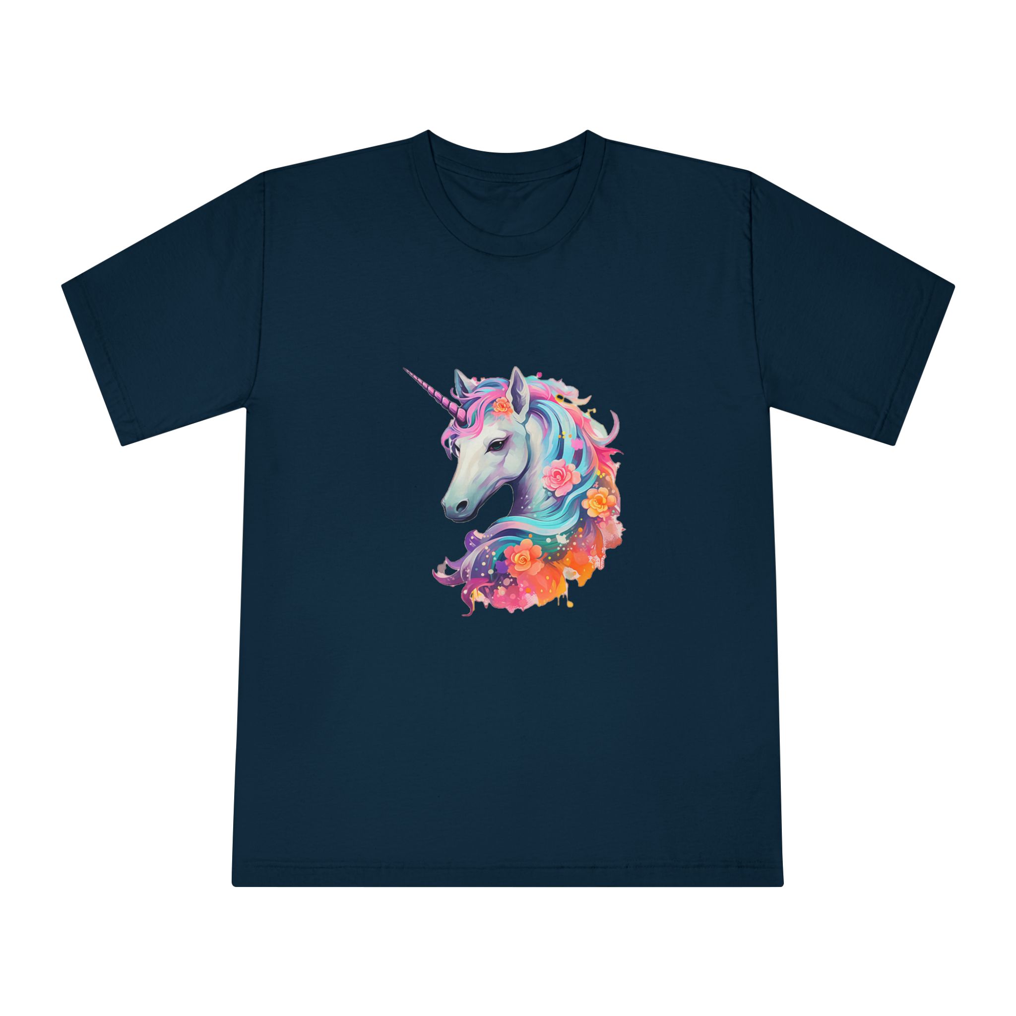 Unicorn Head Colorful Art White Background (2) Unisex Classic Crewneck T Shirt - Image 17