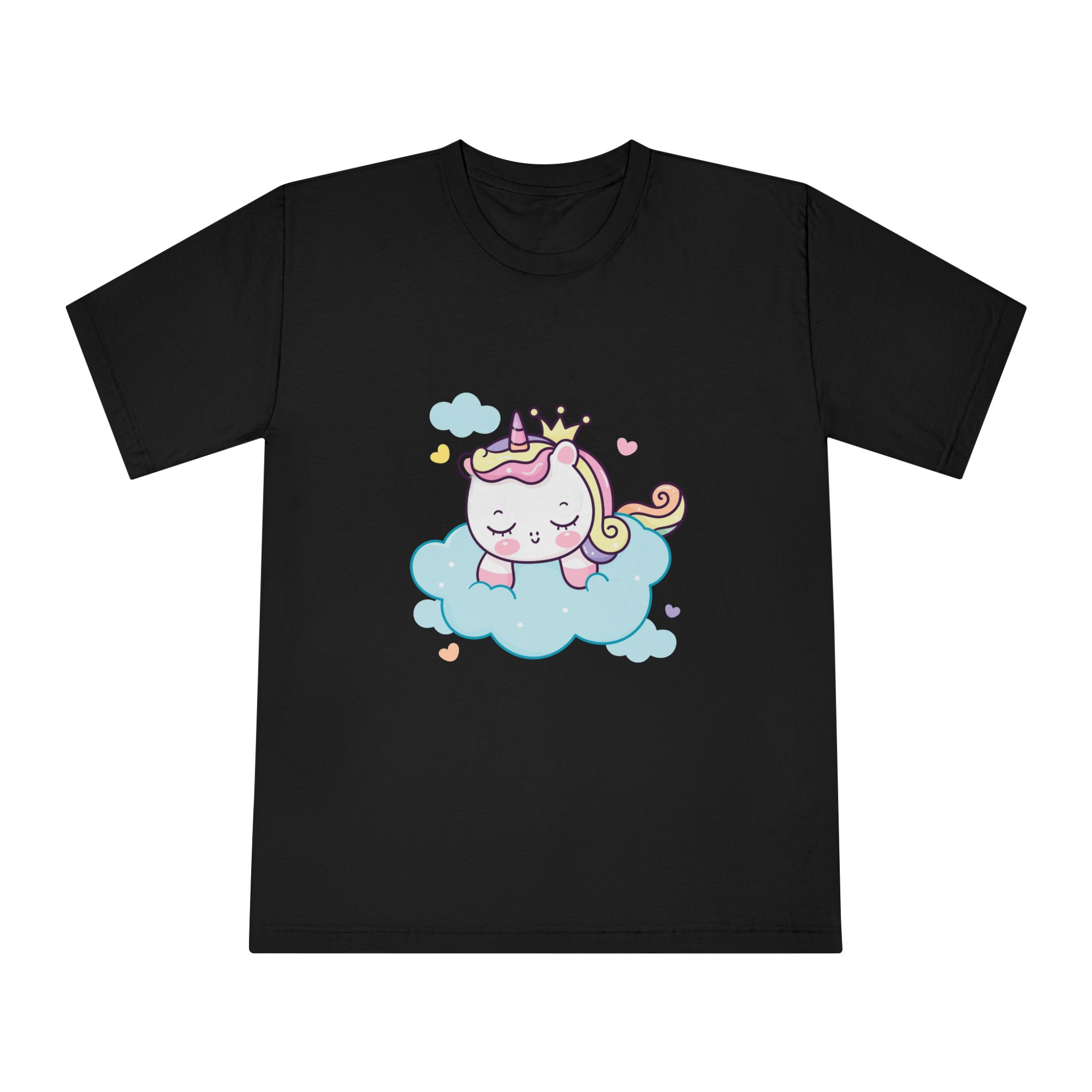 Cute Unicorn Princess Cartoon Sleep Cloud Kawaii Clipart Unisex Classic Crewneck T Shirt - Image 5