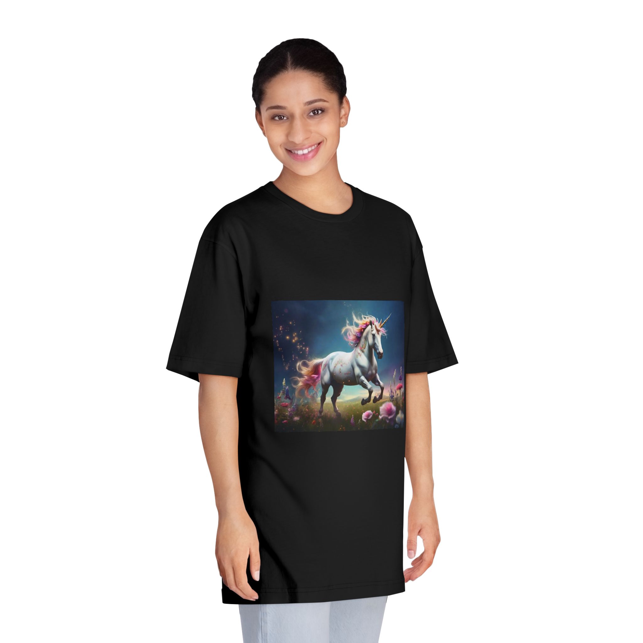 Beautiful Unicorn Running Magical Meadow Unicorn Background Images Whimsical Unicorn (34) Unisex Classic Crewneck T Shirt - Image 7