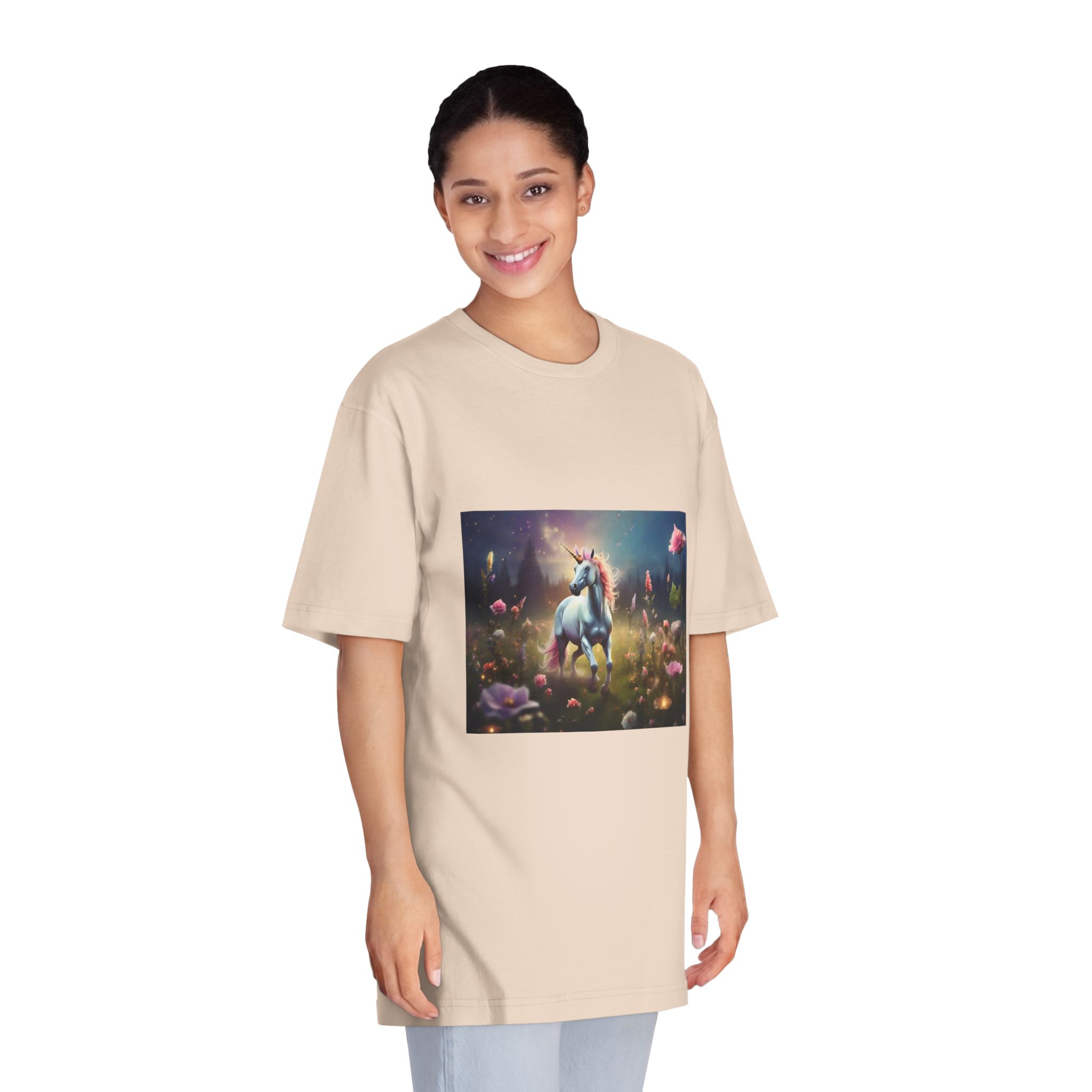 Beautiful Unicorn Running Magical Meadow Unicorn Background Images Whimsical Unicorn (32) Unisex Classic Crewneck T Shirt - Image 11