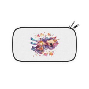 Illustration Unicorn Cartoon With Flower White Background Generative Ai (1) Passport Wallet