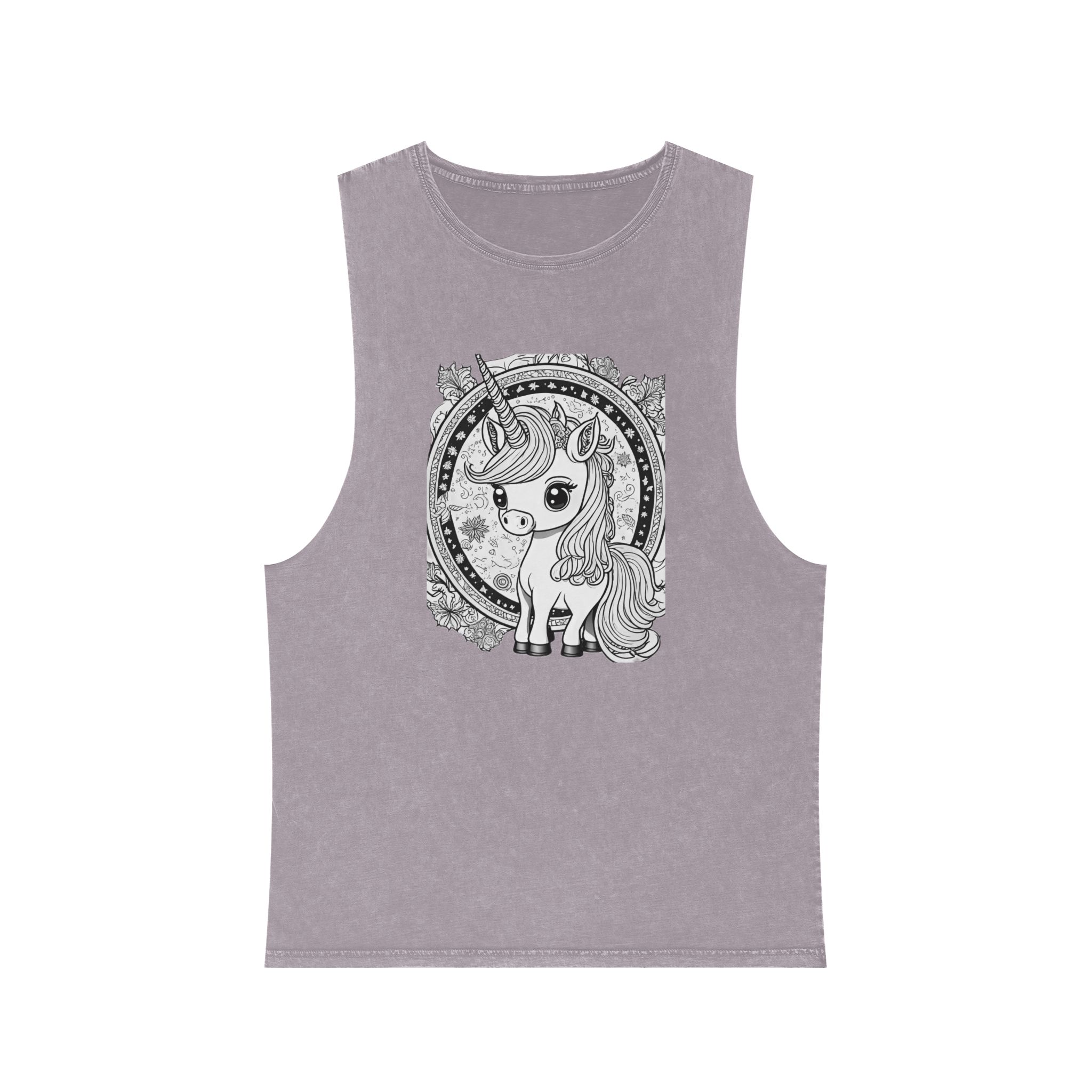 Adorable Unicorn Illustrations Kids Unisex Stonewash Tank Top - Image 17