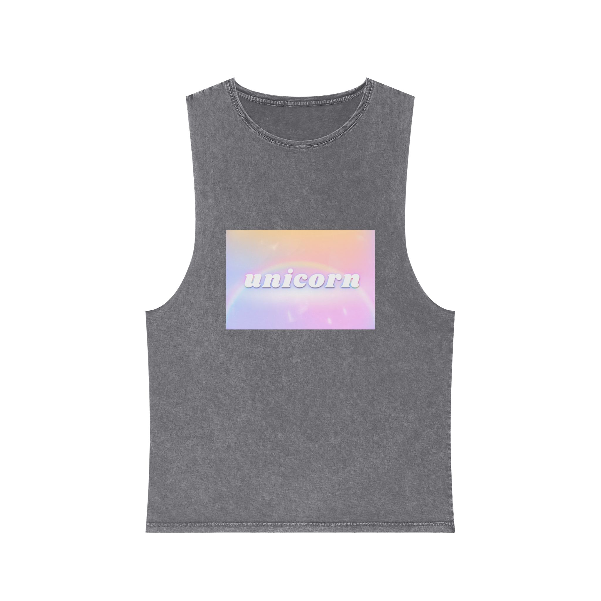 Unicorn Aesthetic Typography Colorful Glowing Rainbow Font Unisex Stonewash Tank Top - Image 9