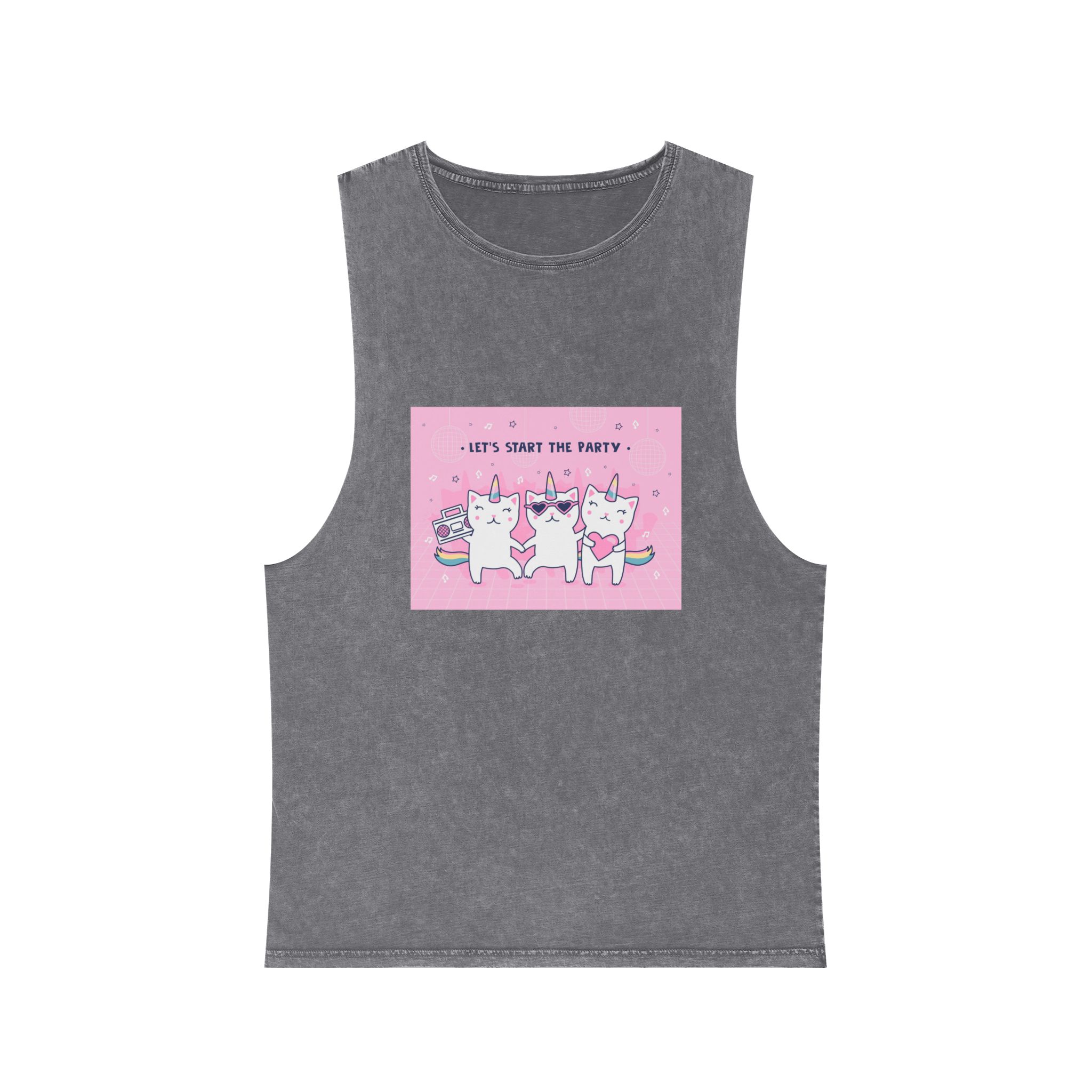 Cover Design With Unicorn Cats Unisex Stonewash Tank Top - Image 9