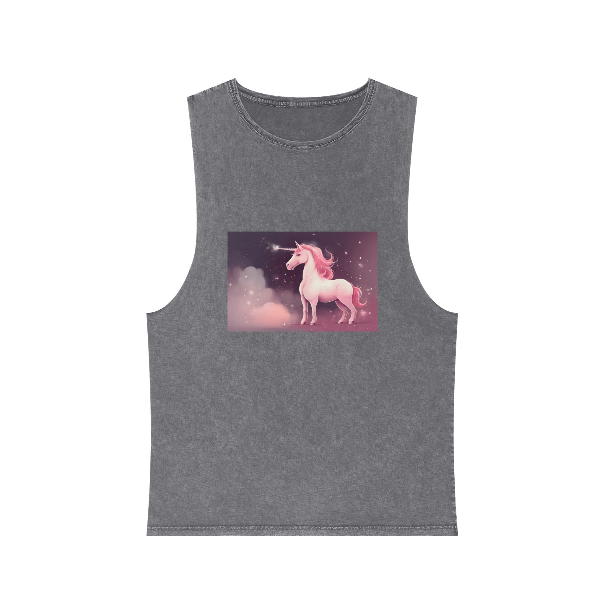 Pink Unicorn Fantastic Illustration Unisex Stonewash Tank Top - Image 9