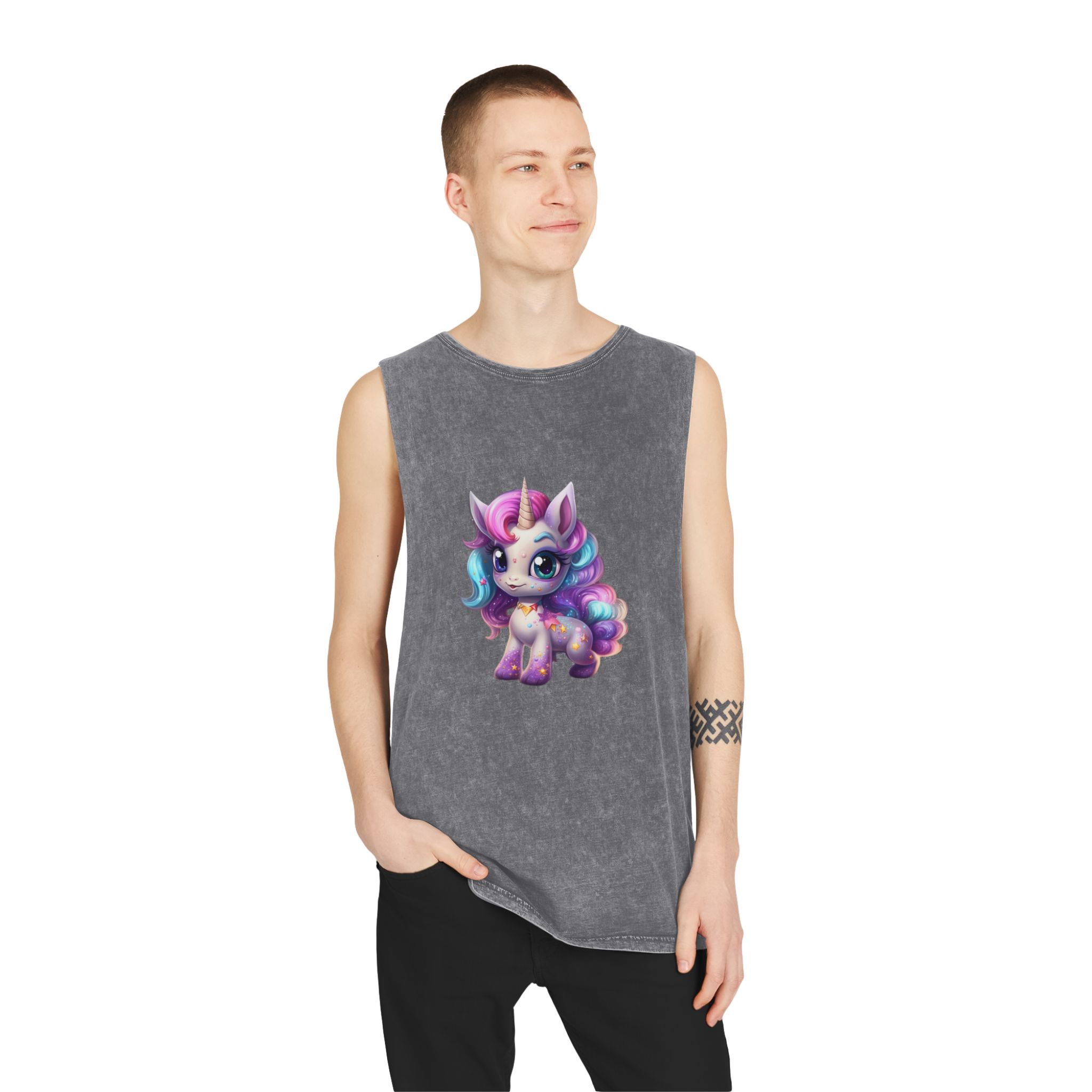 Beautiful Cute Baby Unicorn (1) Unisex Stonewash Tank Top - Image 11