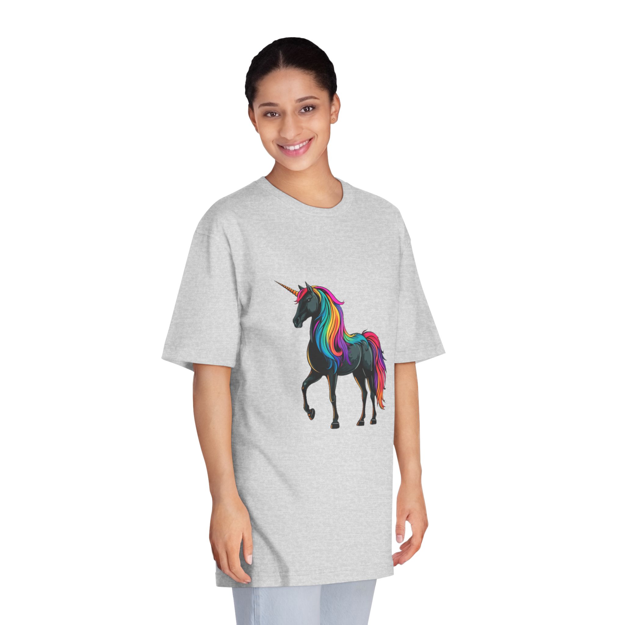 Cartoon Unicorn With Rainbow Mane Horn Generative Ai Unisex Classic Crewneck T Shirt - Image 15