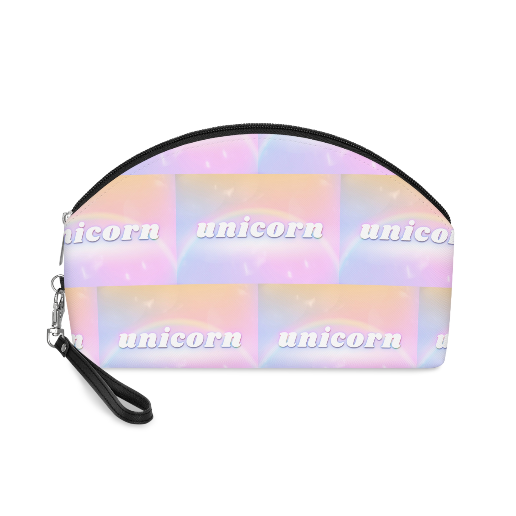 Unicorn Aesthetic Typography Colorful Glowing Rainbow Font Makeup Bag